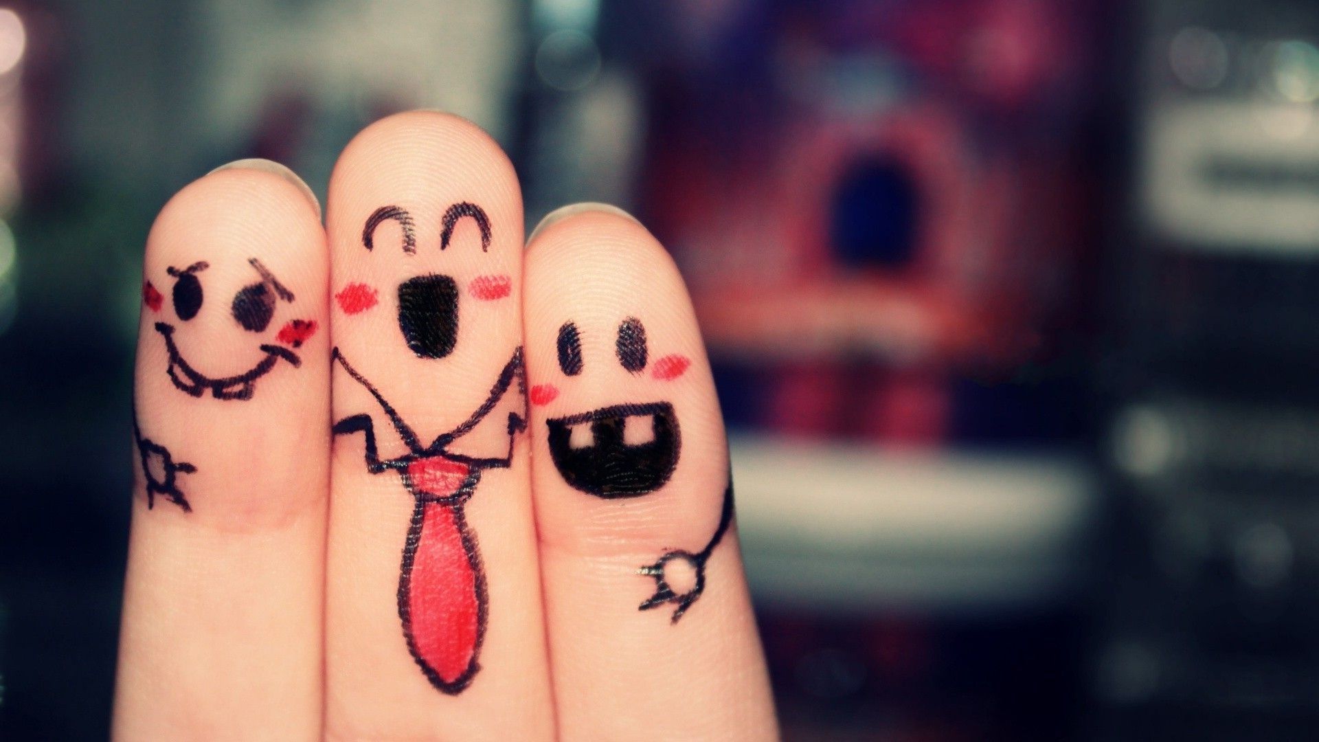 Dita disegnate come amici sorridenti, 1920x1080 Full HD 1080p, PC