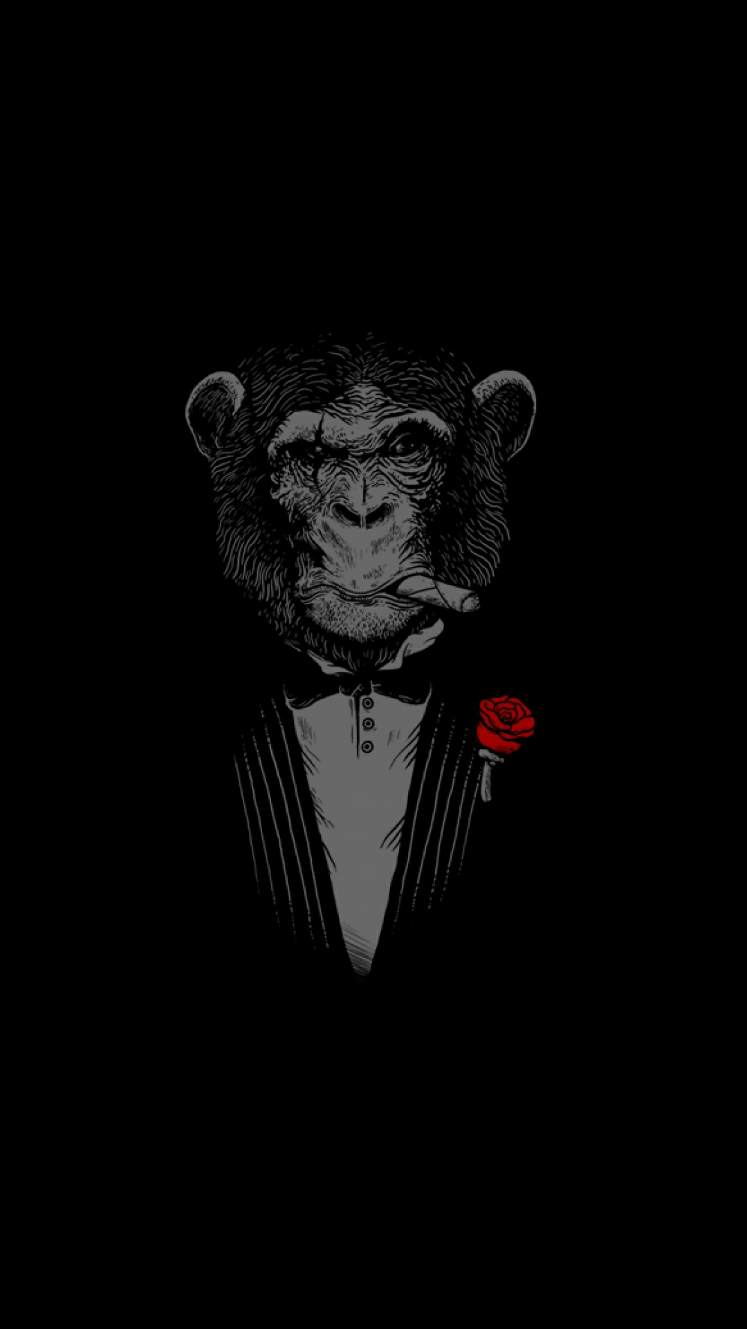 Scimmia in smoking con rosa, 1080x1920 Full HD Verticale, Smartphone