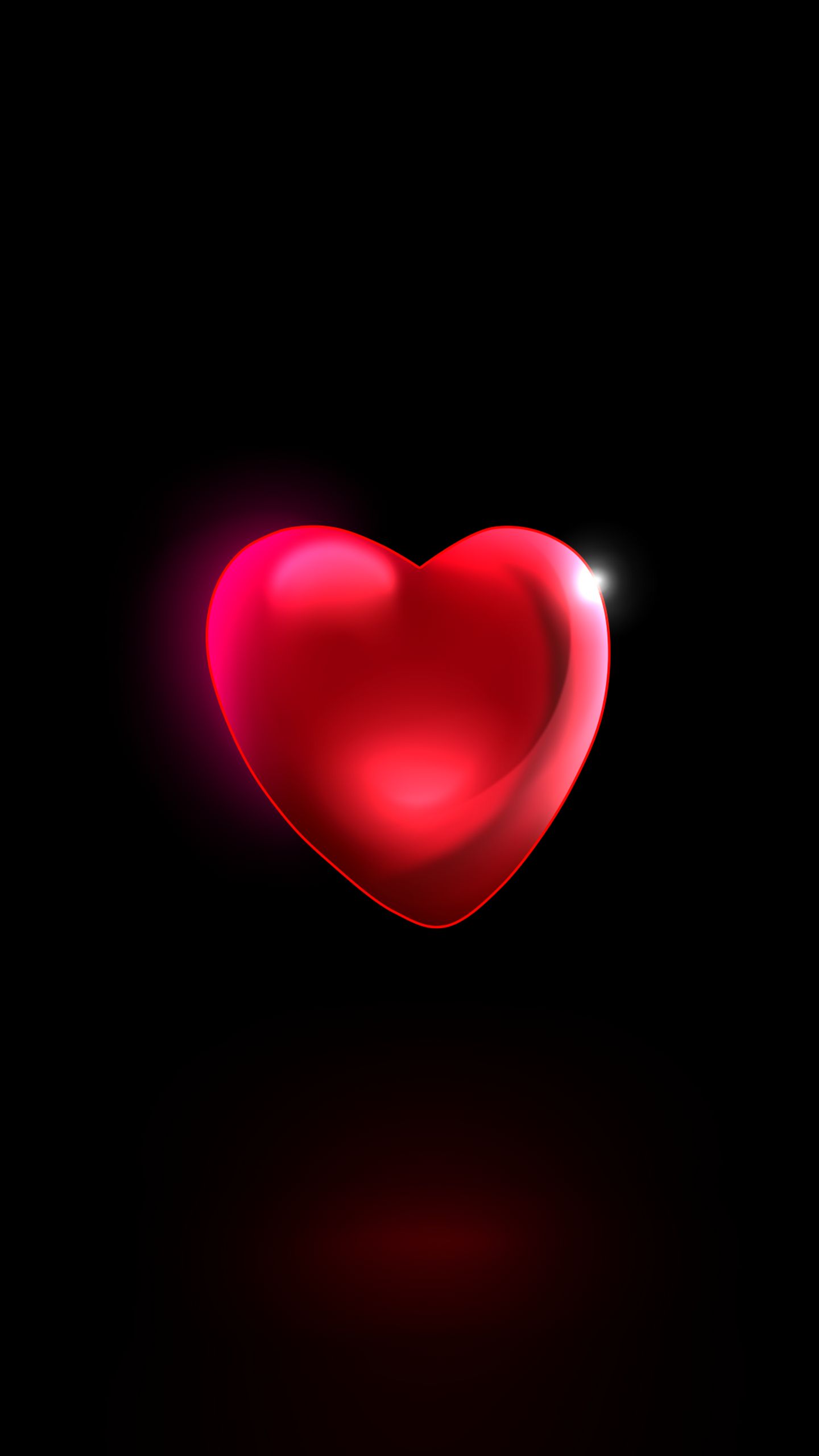 Cuore rosso luminoso, 1440x2560 Full HD Verticale, Smartphone