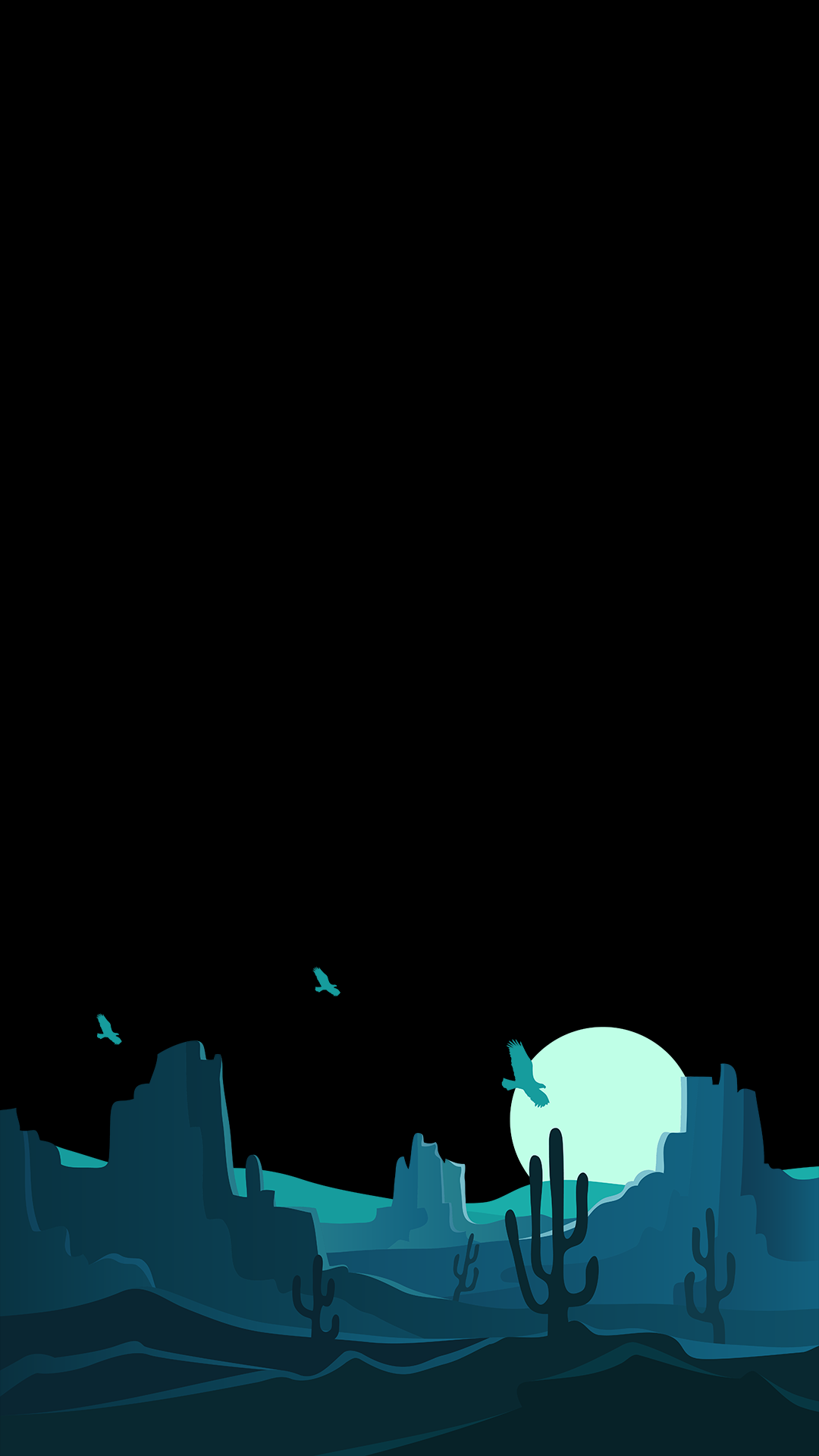 deserto notturno cactus turchese, 1080x1920 Verticale, Mobile