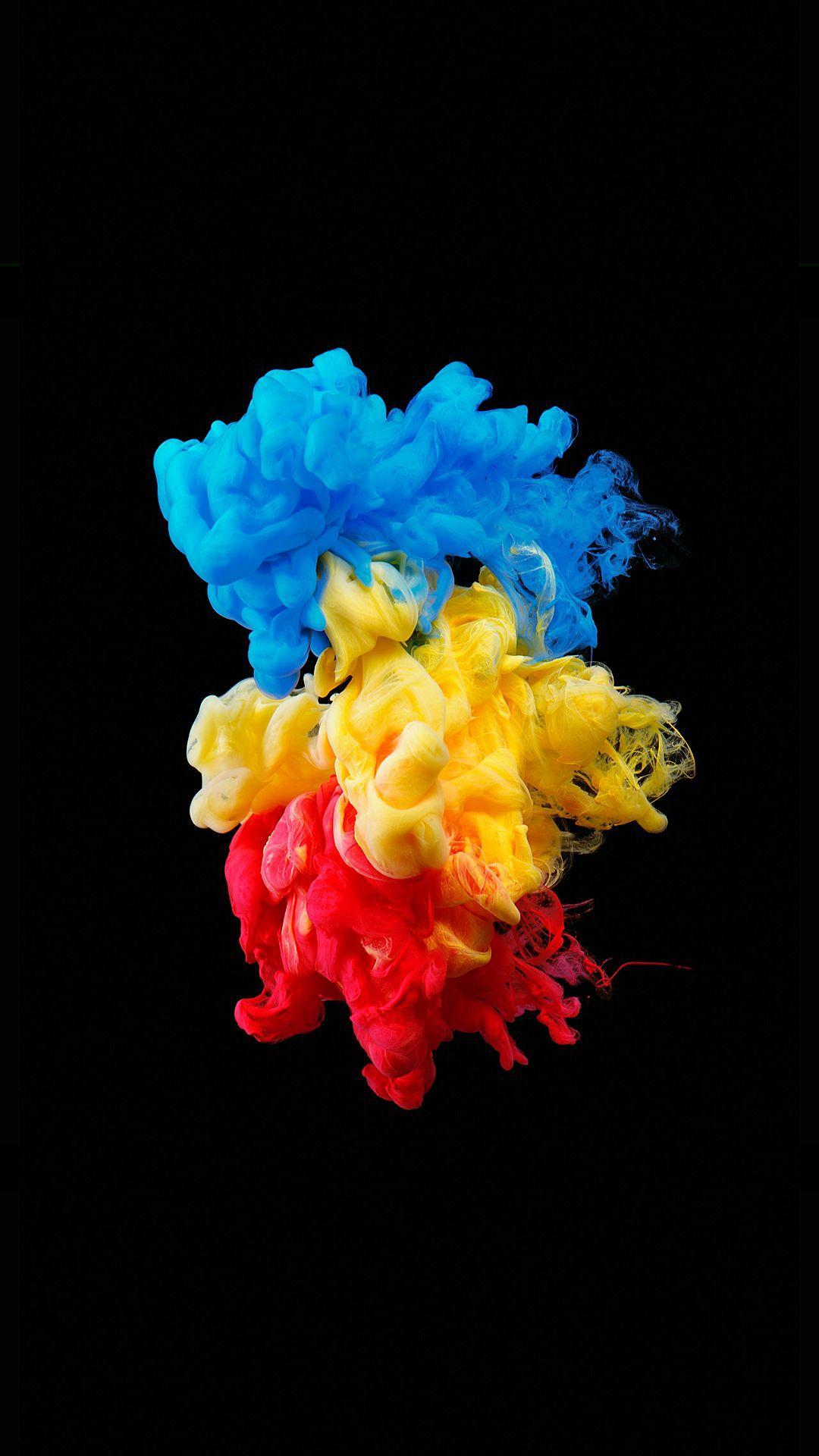 Fumo colorato blu giallo rosso, 1080x1920 Full HD Verticale, iPhone
