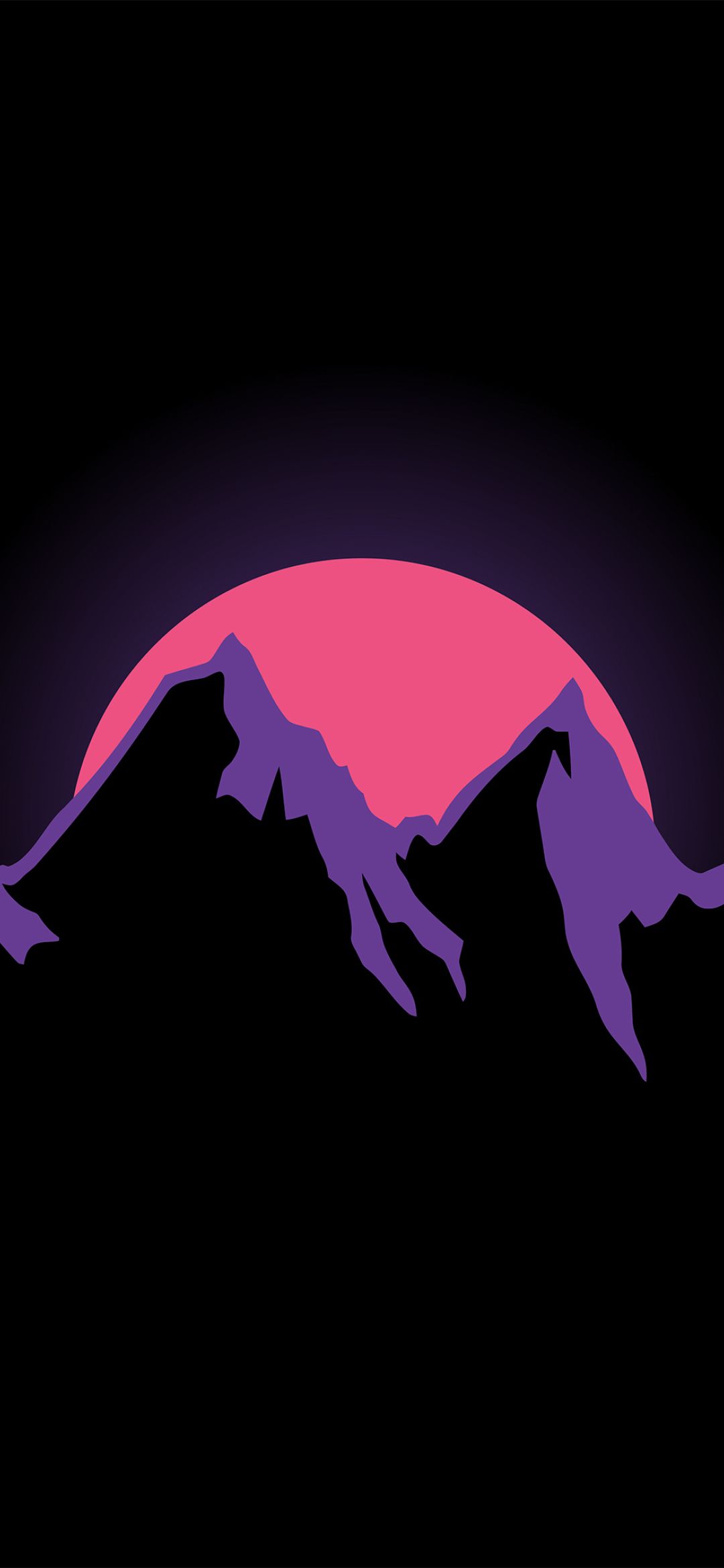 Montagne minimaliste sole rosa, 1080x2340 Full HD Verticale, Smartphone