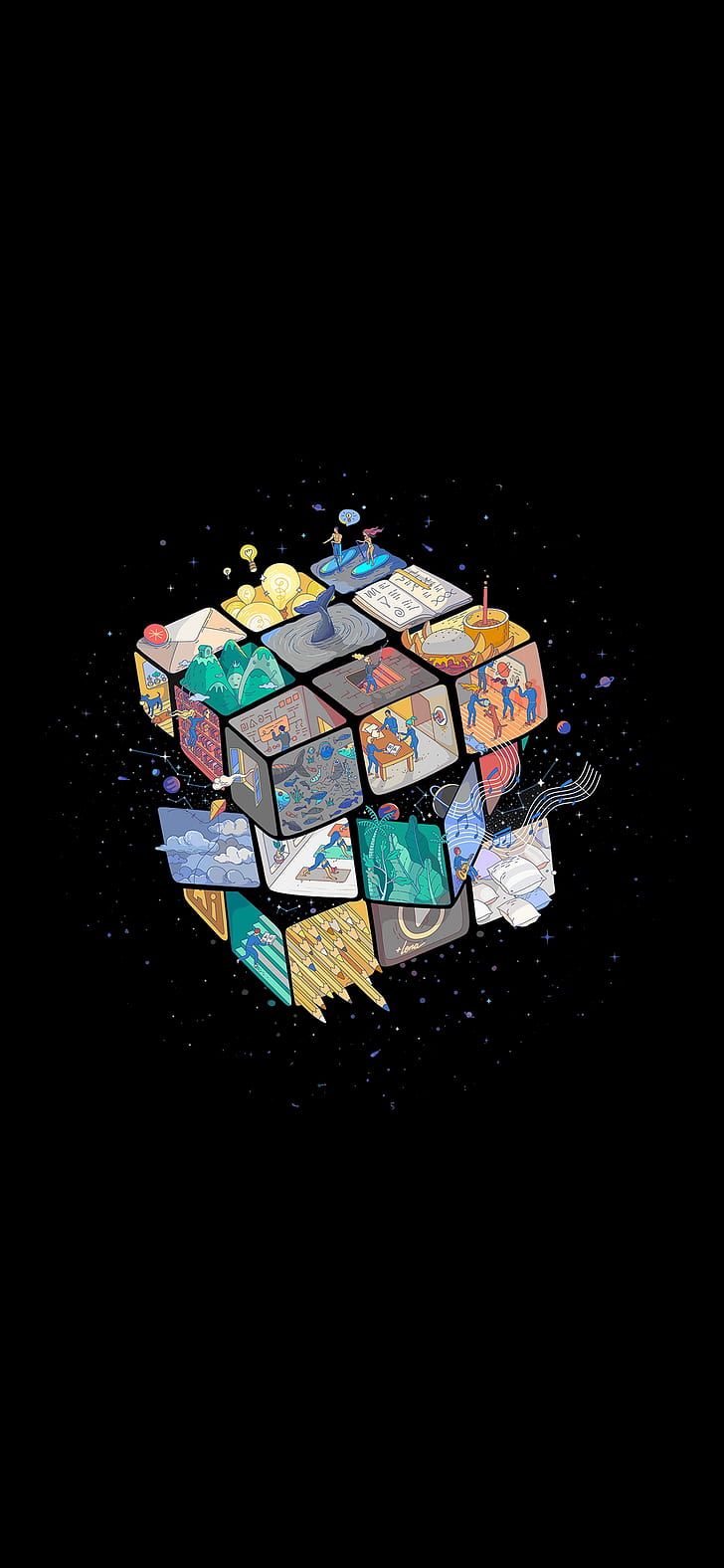 Cubo di Rubik artistico, 728x1576 Full HD Verticale, Smartphone