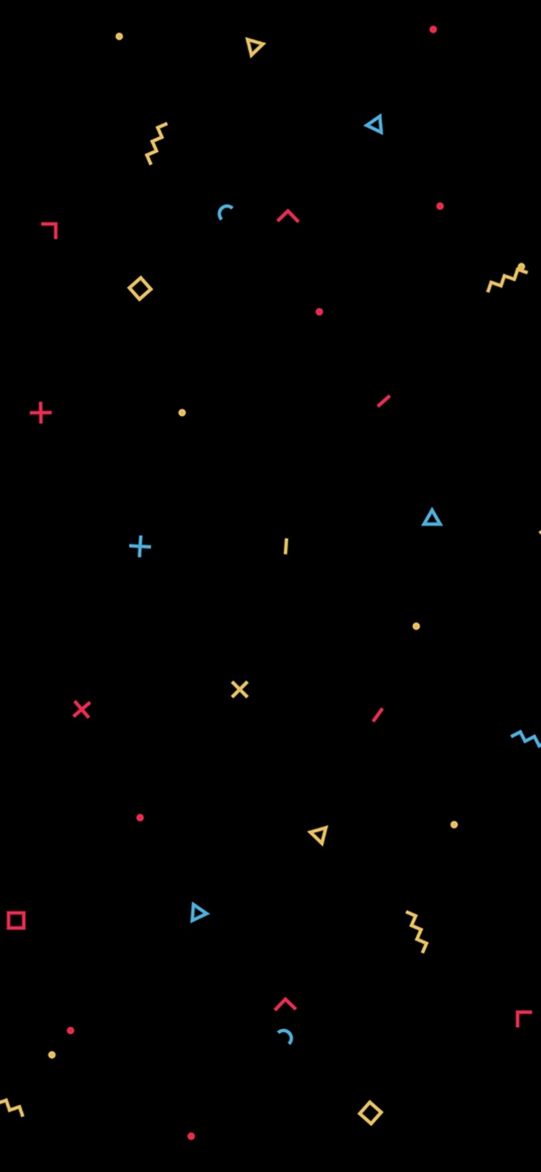 forme geometriche colorate sfondo nero, 1080x2340 Full HD Verticale, Smartphone