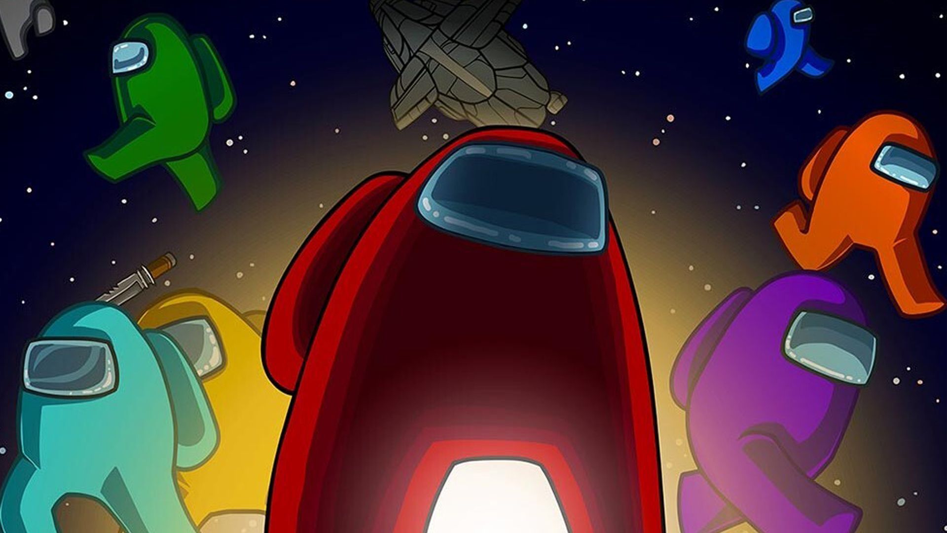 Personaggi Among Us colorati spazio, gioco multiplayer, 1920x1080 Full HD 1080p, PC