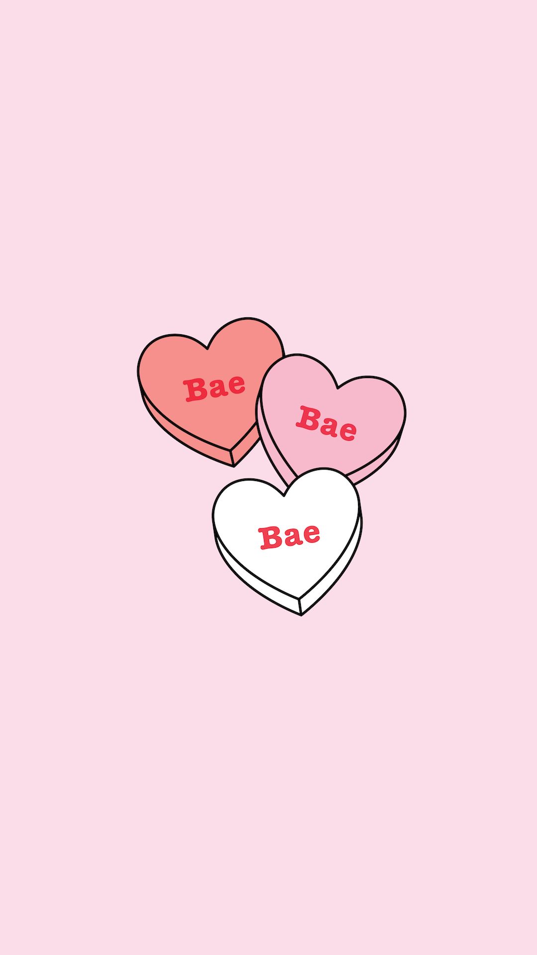 Cuori con scritta Bae, 1080x1920 Full HD Verticale, Smartphone