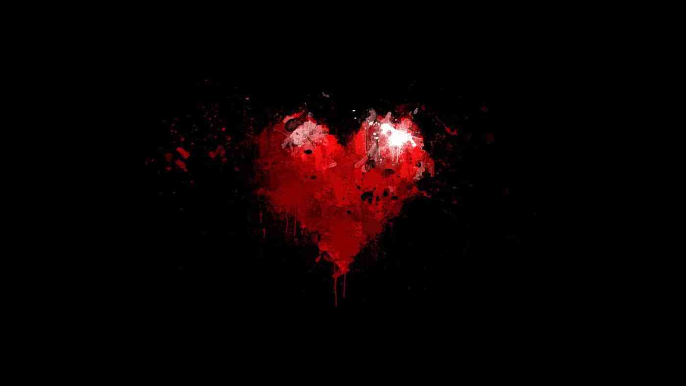 Cuore rosso dipinto sfondo nero, 1400x788 720p, Laptop