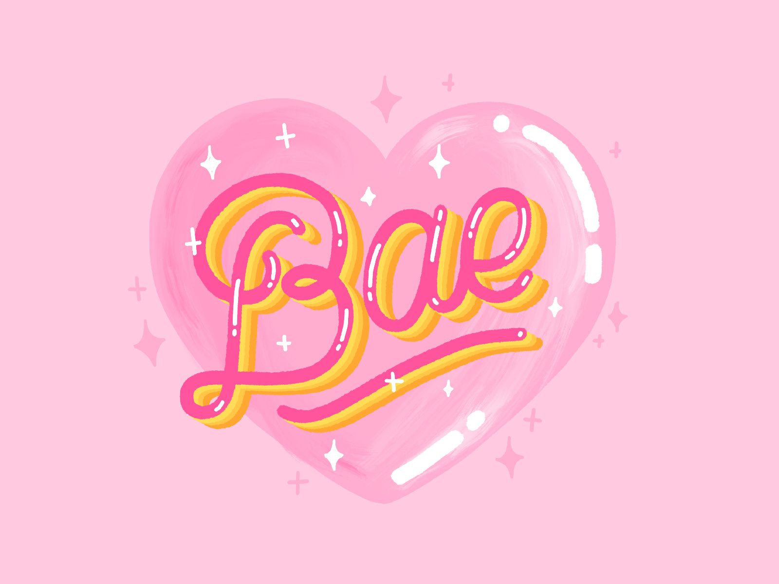 Cuore rosa con scritta Bae, 1600x1200 HD Ready, PC