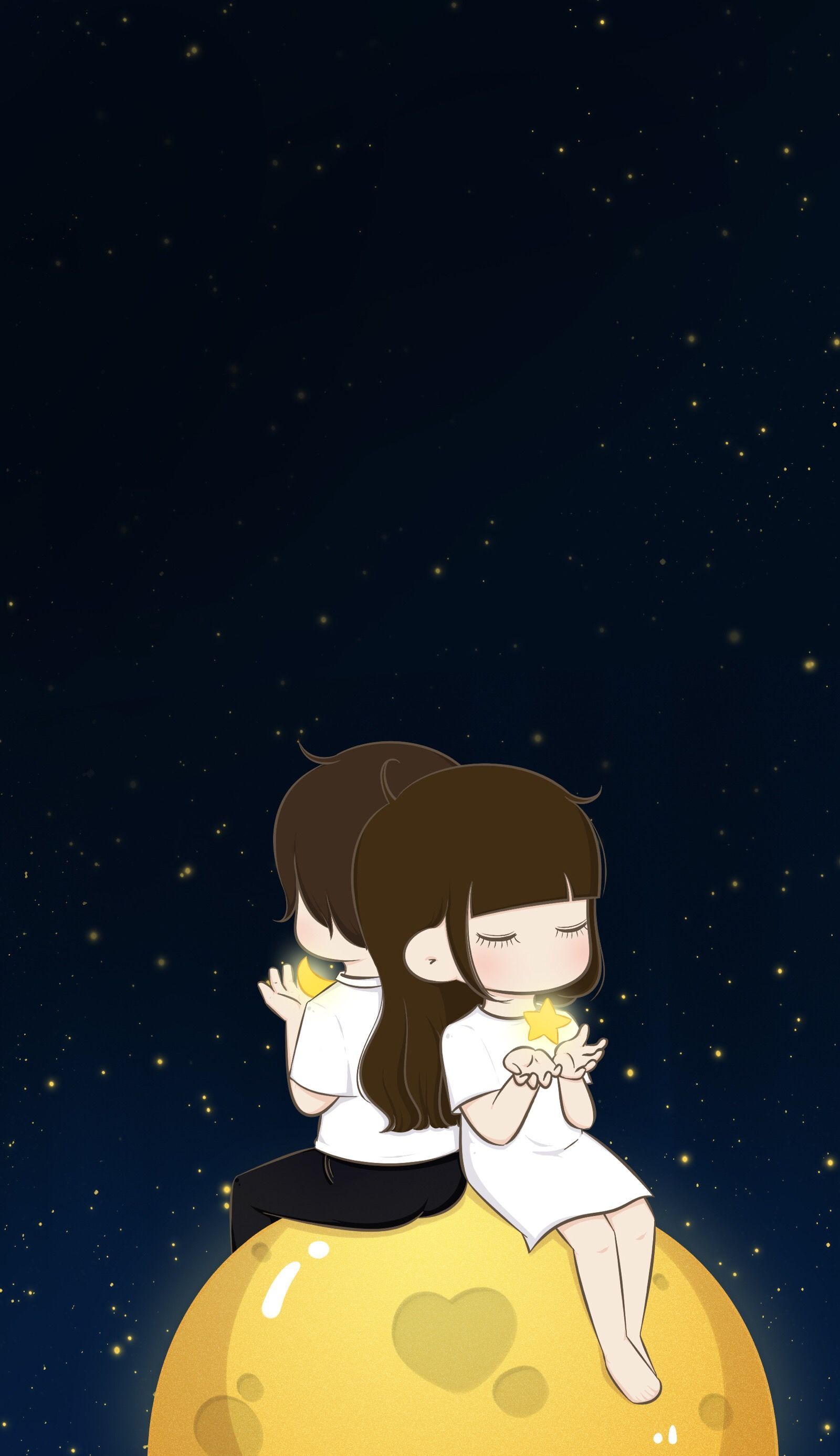 Coppia cartoon chibi con fiori, 720x1120 Verticale, POCO