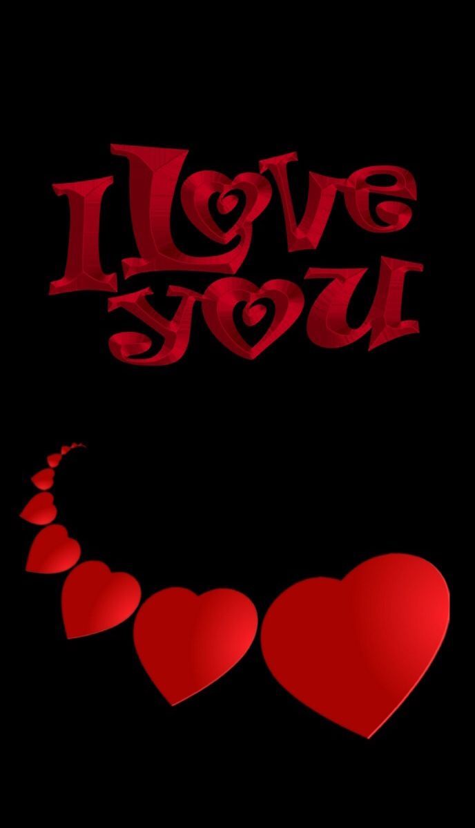 scritta I Love You cuori rossi, 688x1200 Full HD Verticale, Smartphone