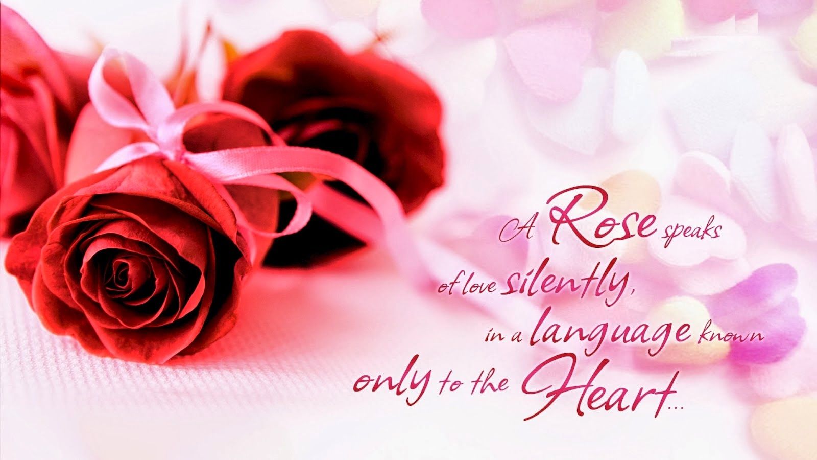 Rose rosse con nastro e cuori, 1600x900 HD Ready, PC
