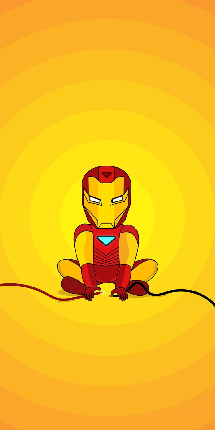 Piccolo Iron Man cartoon giallo, Marvel, 700x1400 Verticale, Mobile