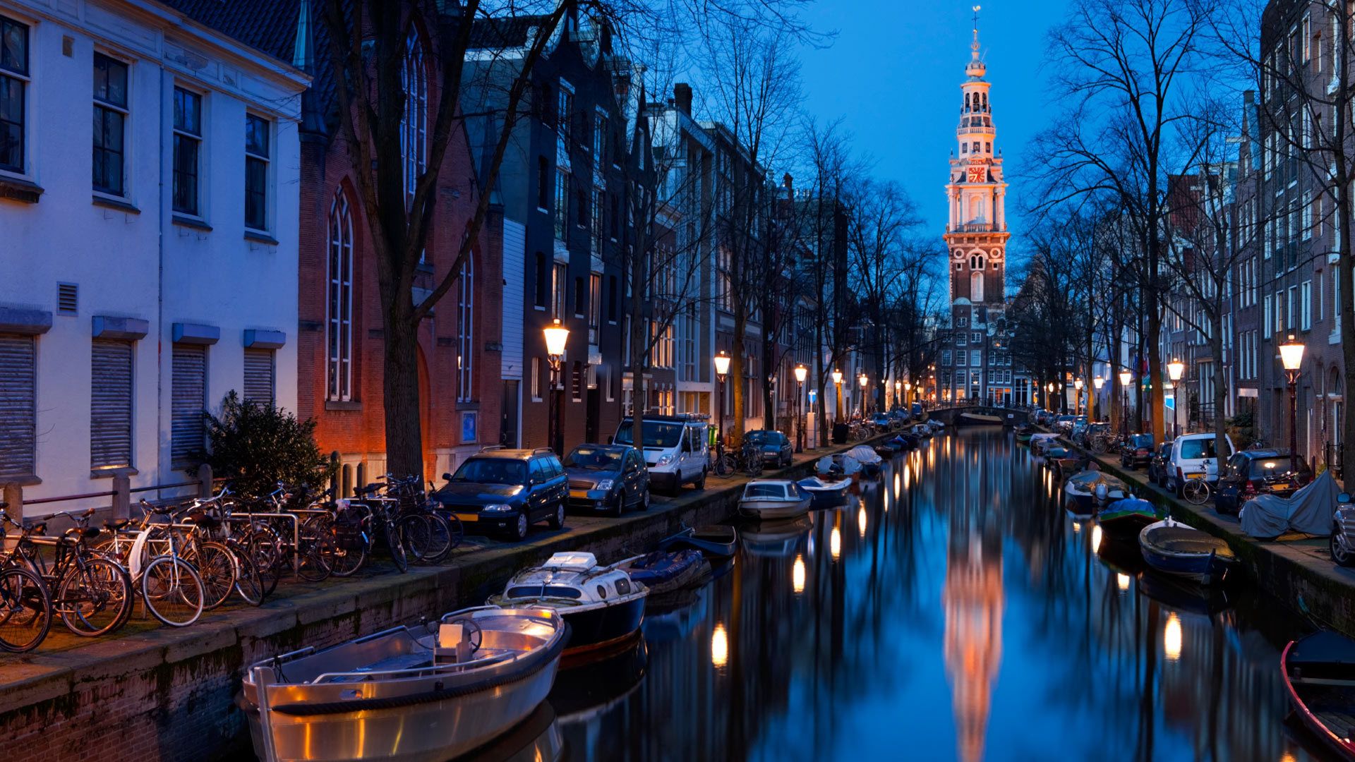 Canale Amsterdam sera illuminato, 1920x1080 1080p, PC Desktop