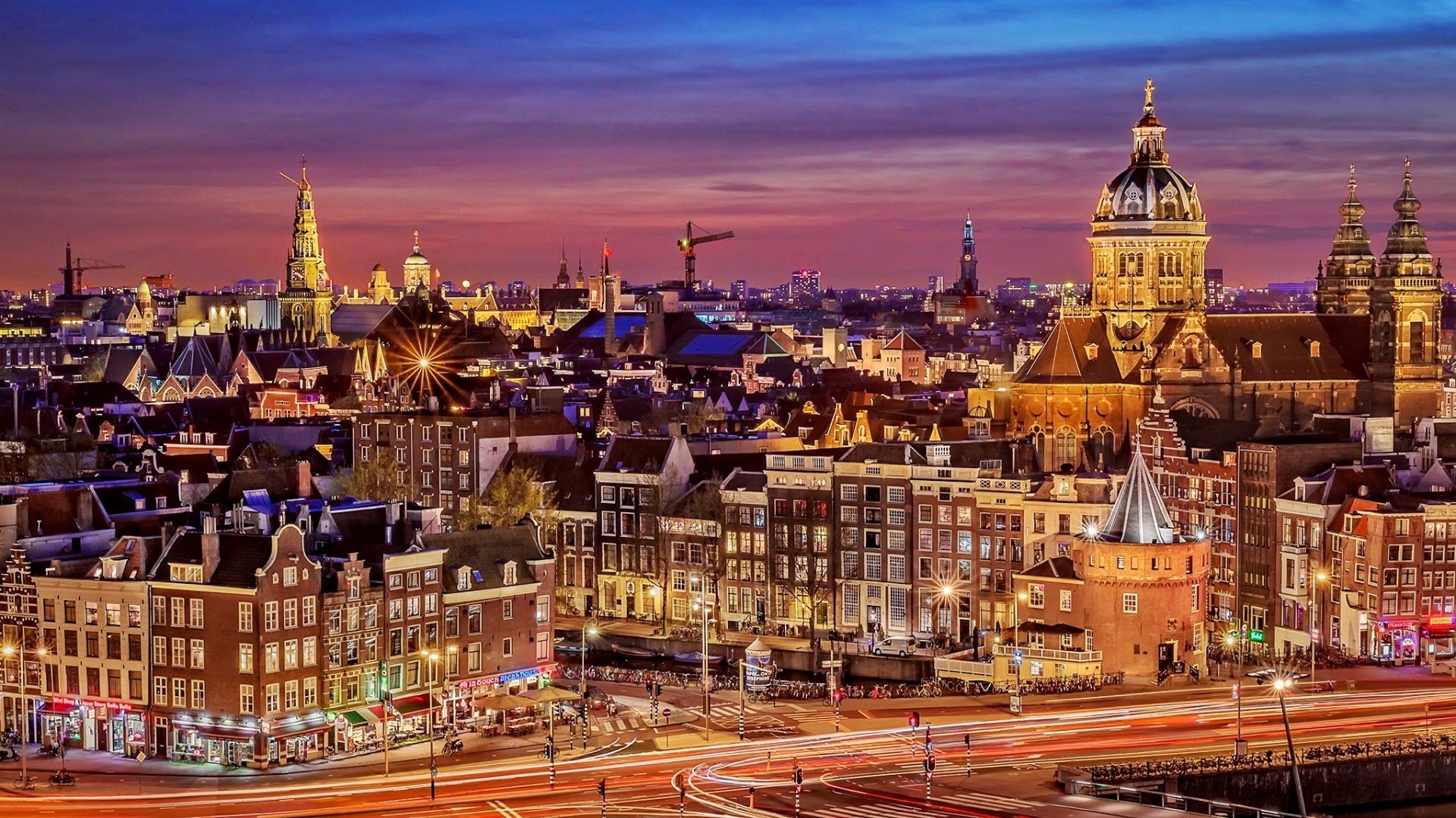 Skyline di Amsterdam al tramonto, 1920x1080 Full HD, PC Desktop