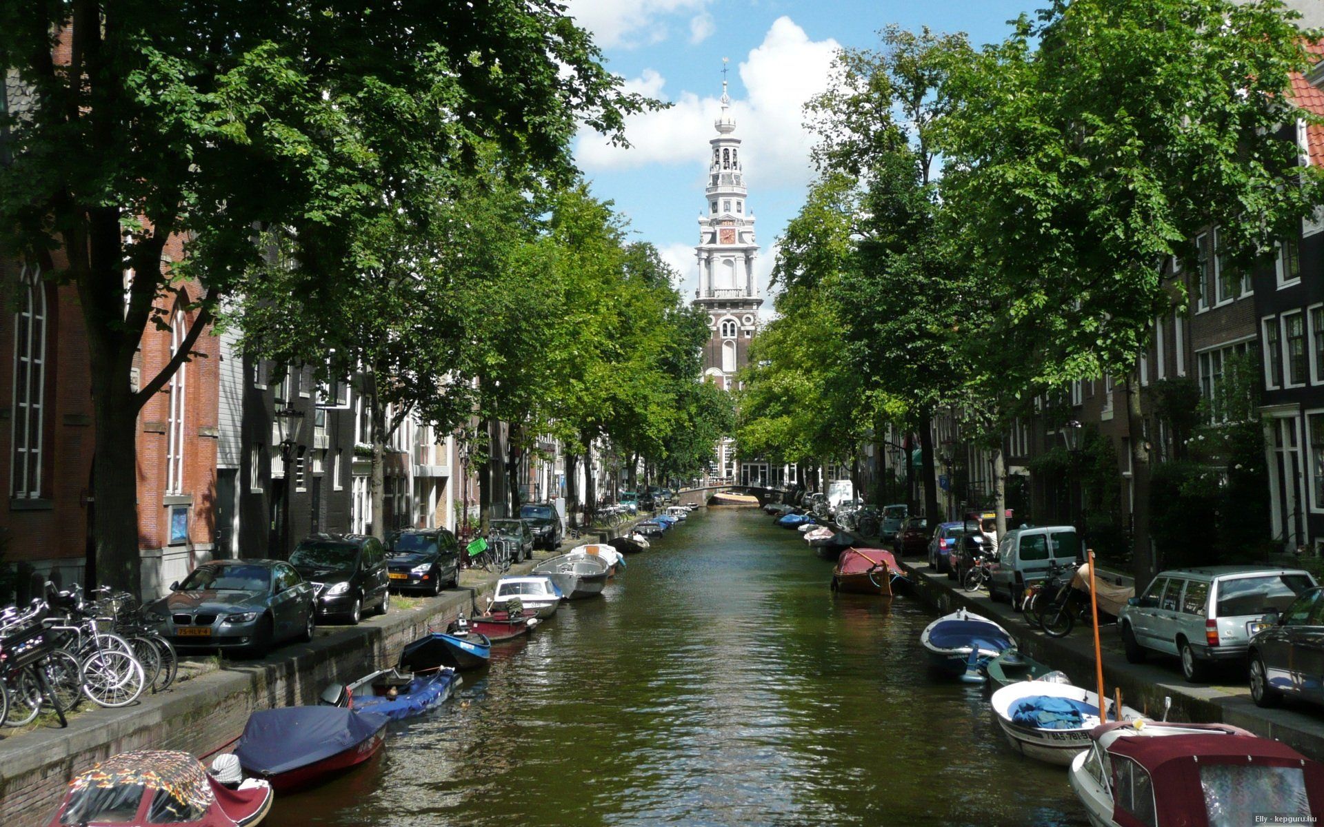Canale di Amsterdam con torre, 1920x1200 WUXGA, PC Desktop