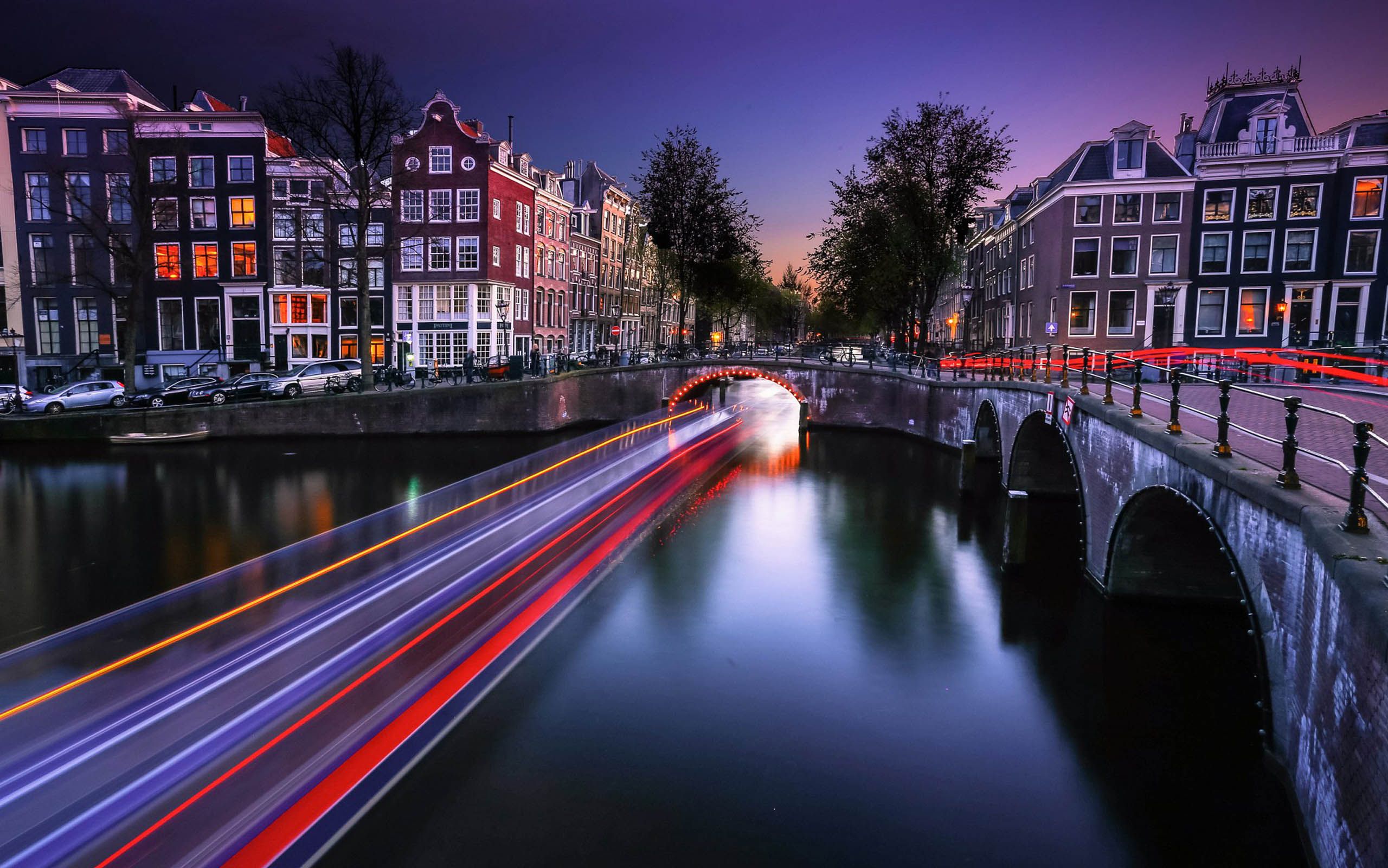 Amsterdam canale notturno luci, 2560x1600 WQXGA, Monitor Gaming