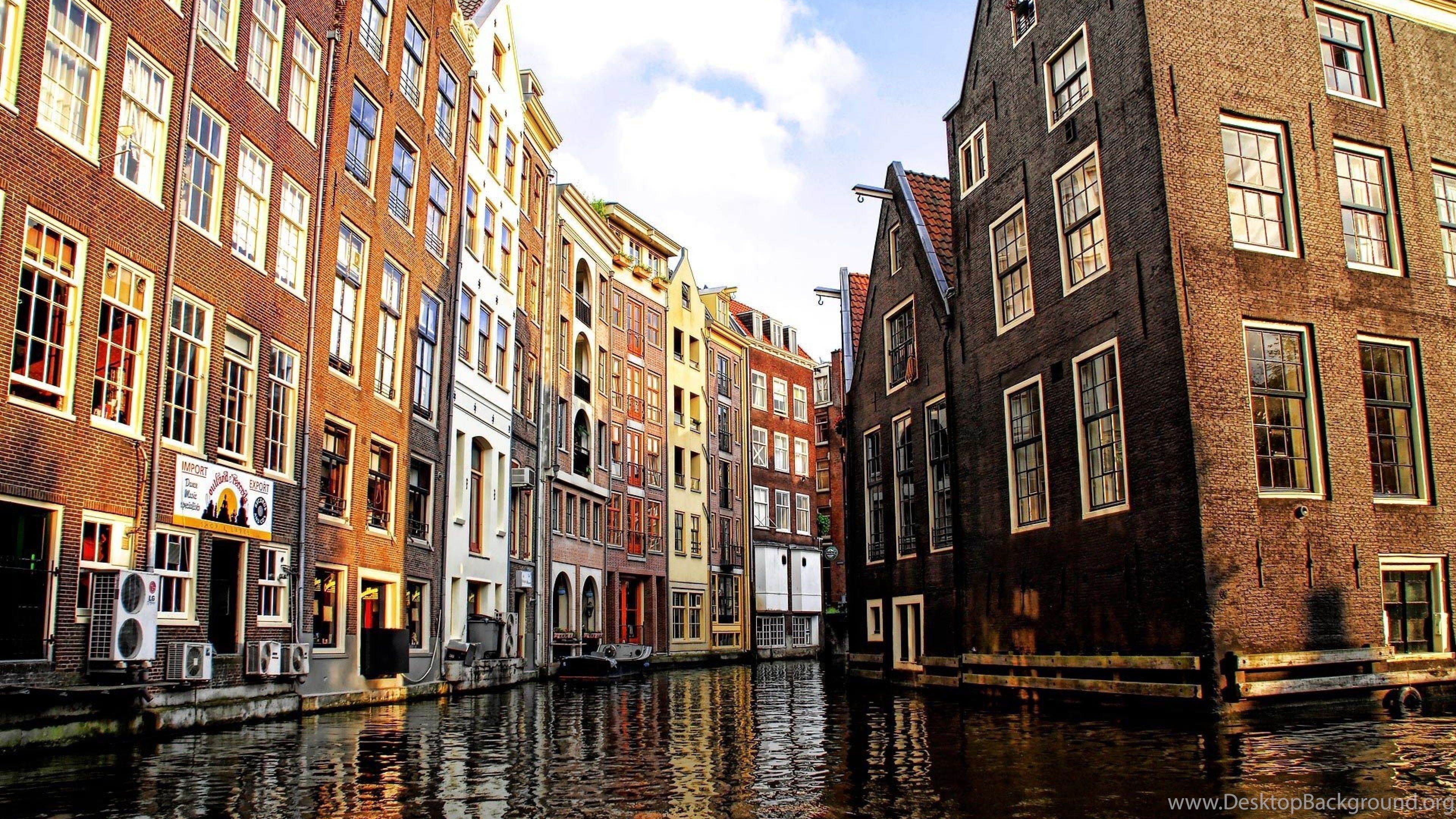 Canale di Amsterdam con case, 3840x2160 Ultra HD, PC