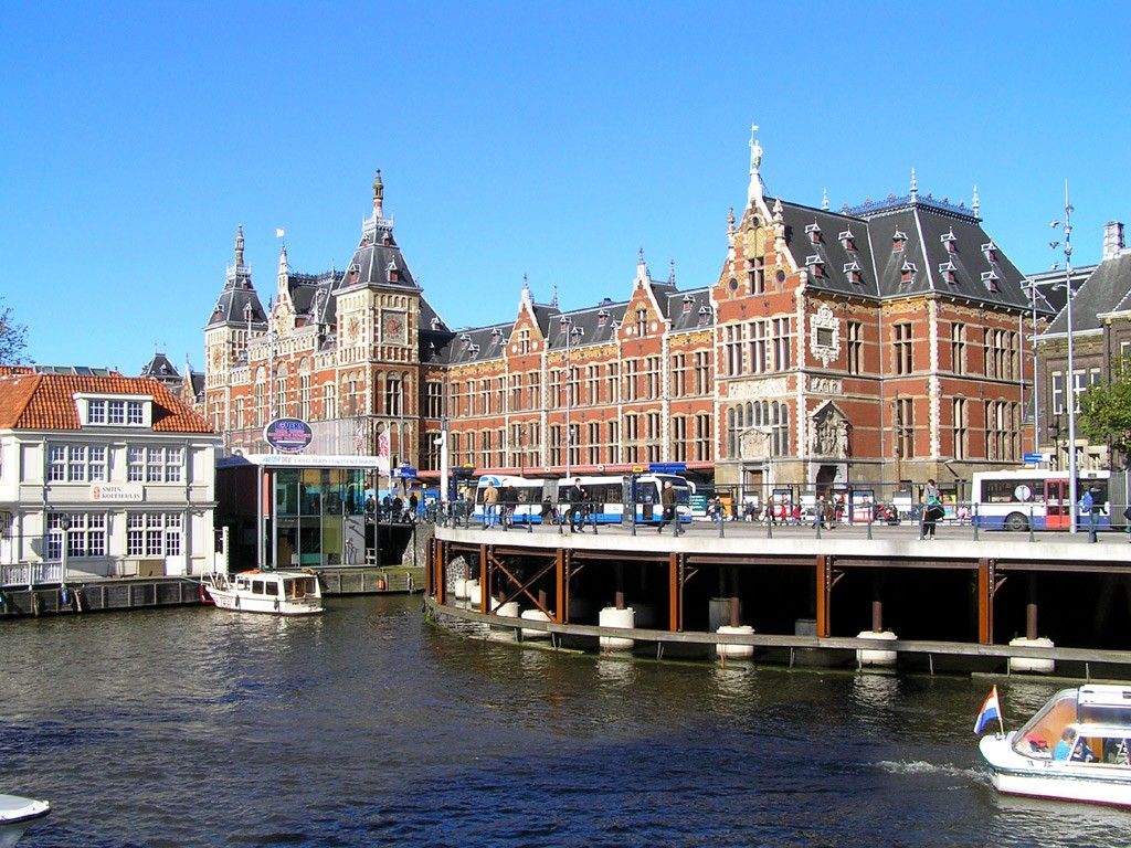 Stazione centrale Amsterdam canale, 1024x768 HD, Desktop