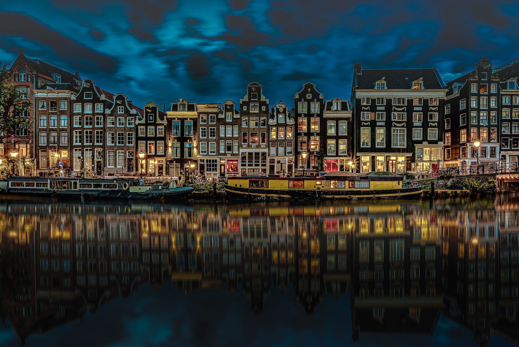 Canale di Amsterdam di notte, 2048x1369 Hi-Res, Monitor Gaming