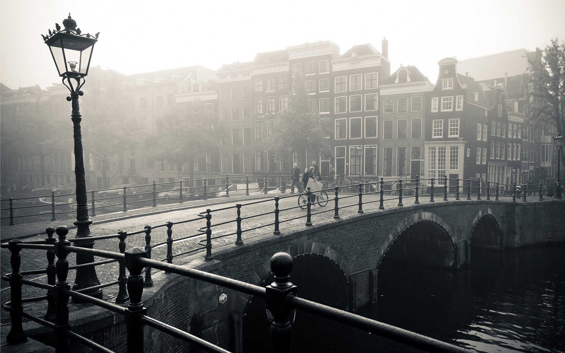 Ponte canale Amsterdam nebbia, 1920x1200 Full HD+, PC