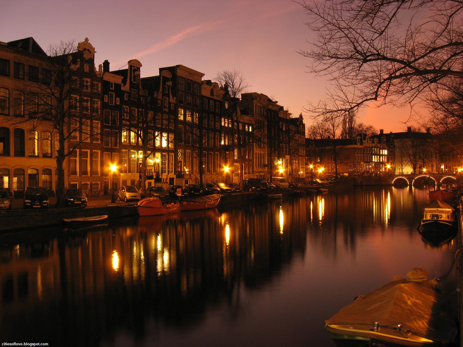 Canale di Amsterdam al tramonto, 1600x1200 HD, PC