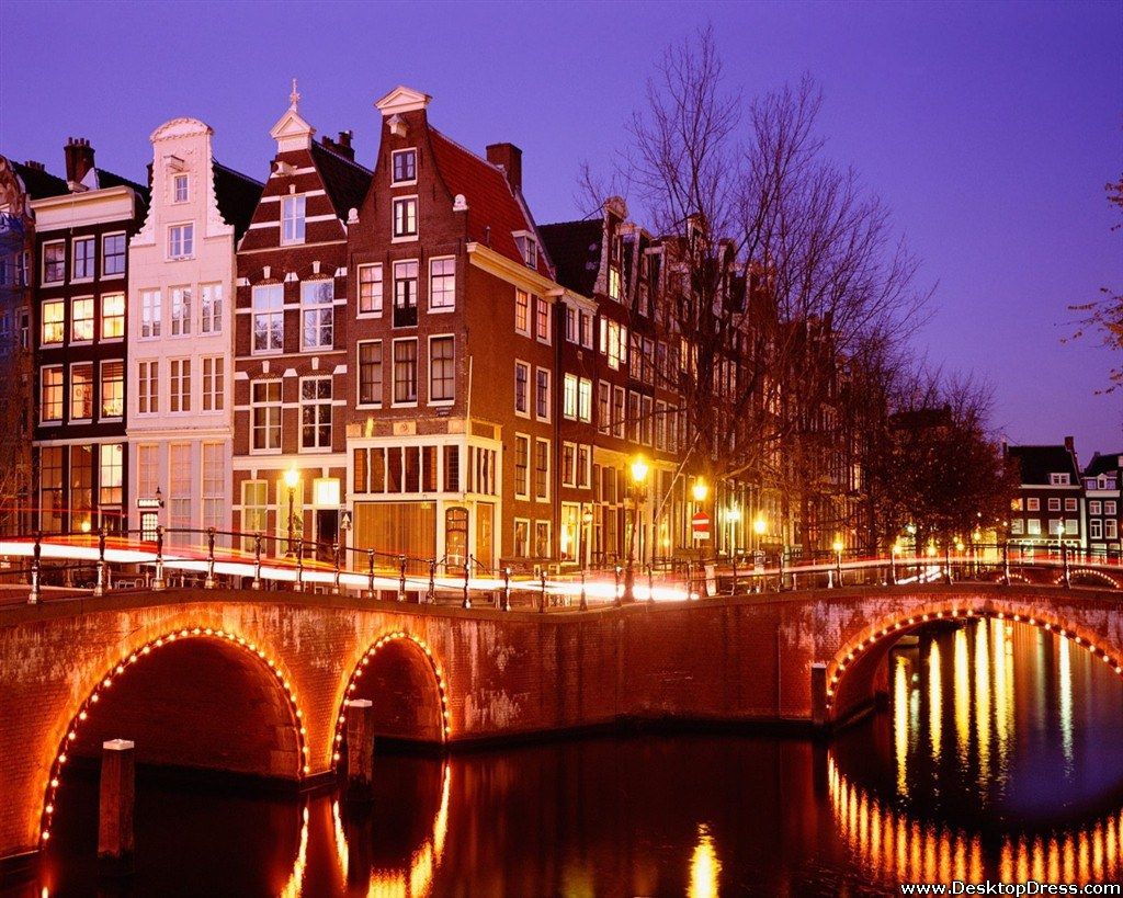 Canale di Amsterdam di notte, 1024x819 HD, Desktop