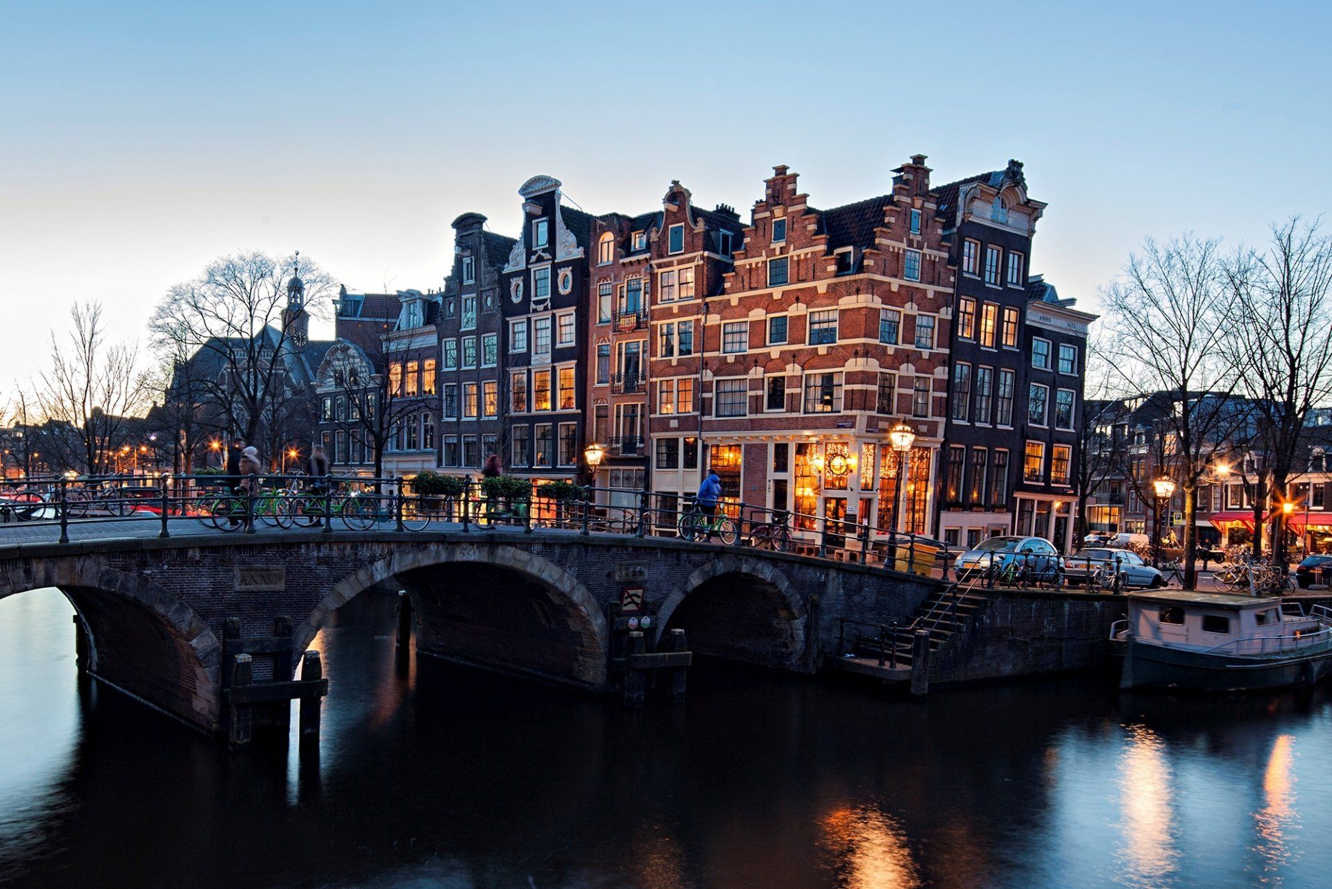 Canale e ponte Amsterdam, 1920x1282 Full HD+, PC Desktop