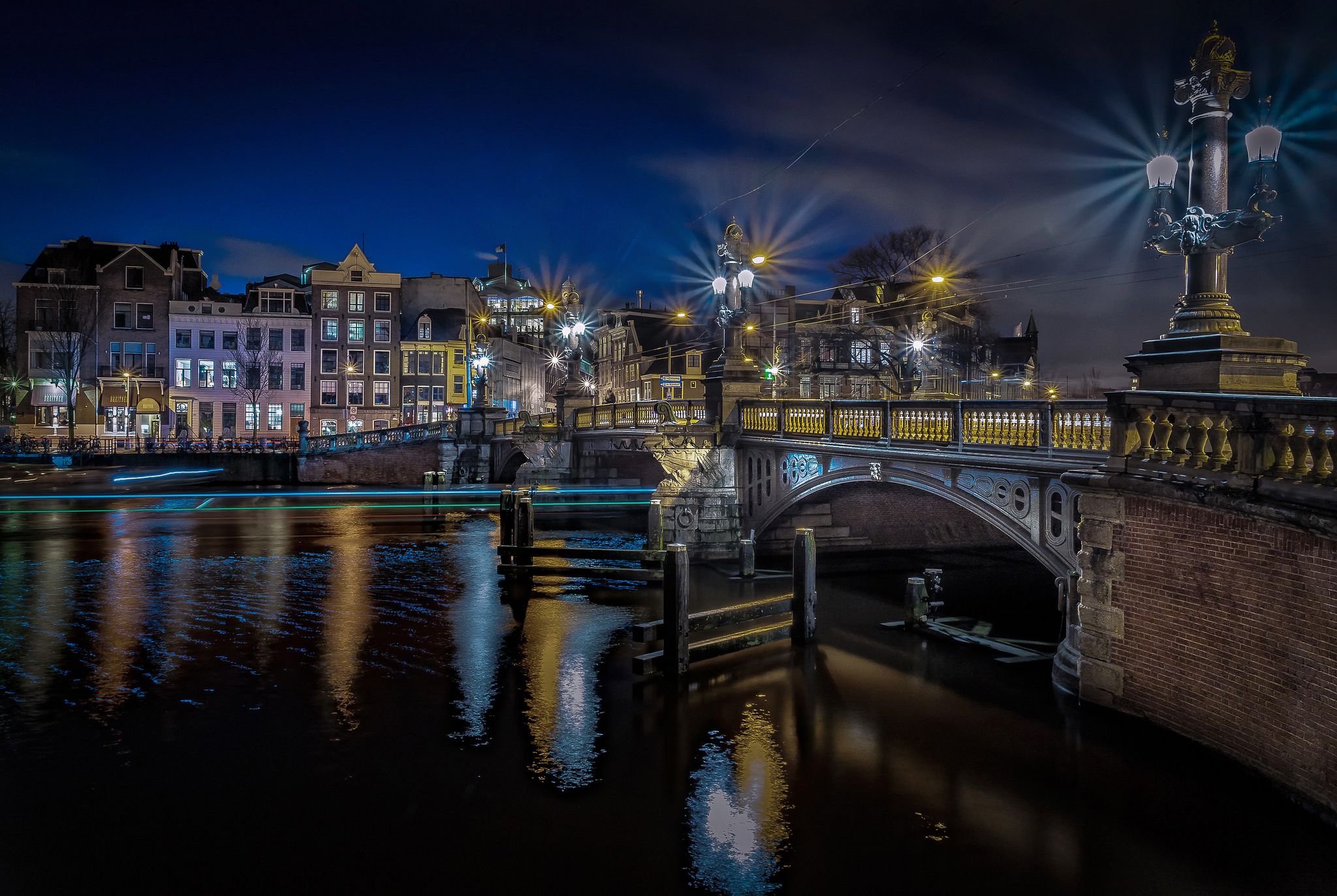 Ponte canale Amsterdam notte, 2048x1373 Hi-Res, PC Desktop