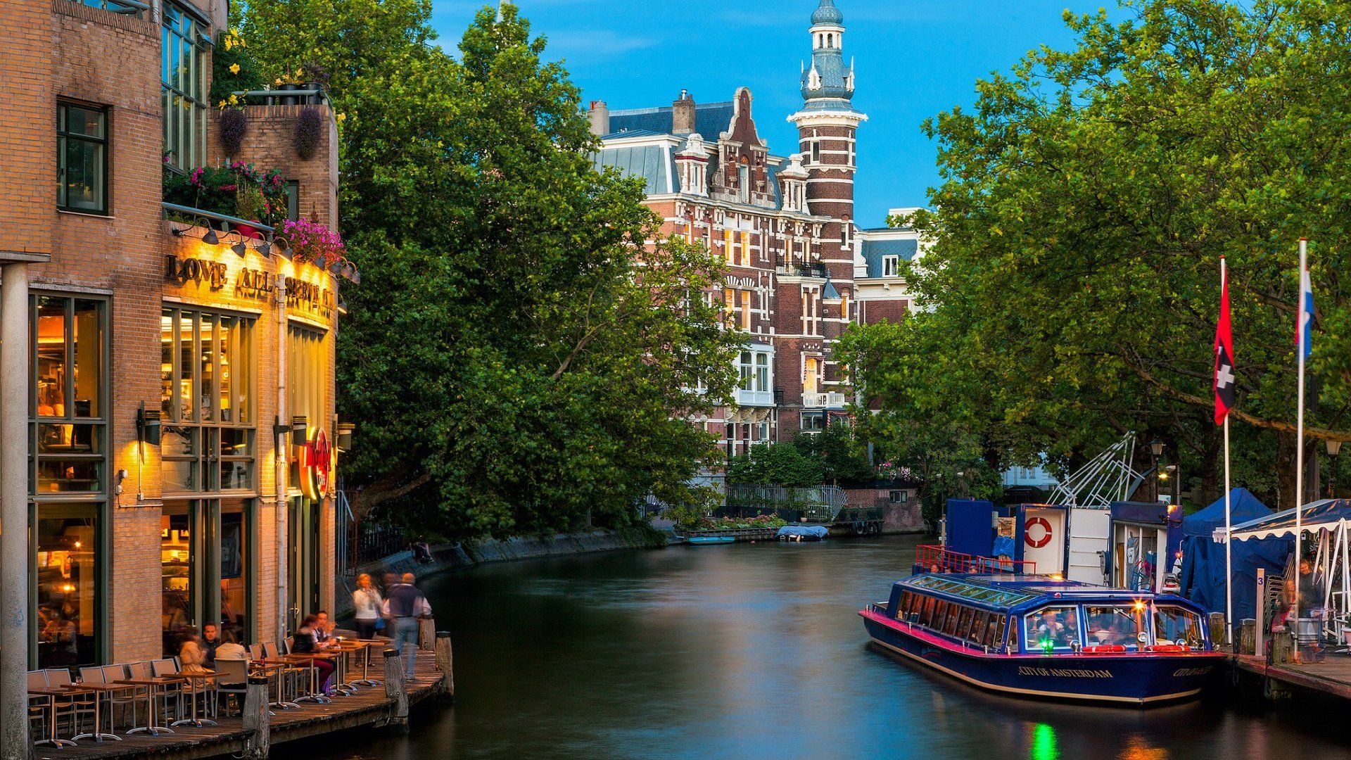 Canale di Amsterdam al tramonto, 1920x1080 Full HD, Desktop