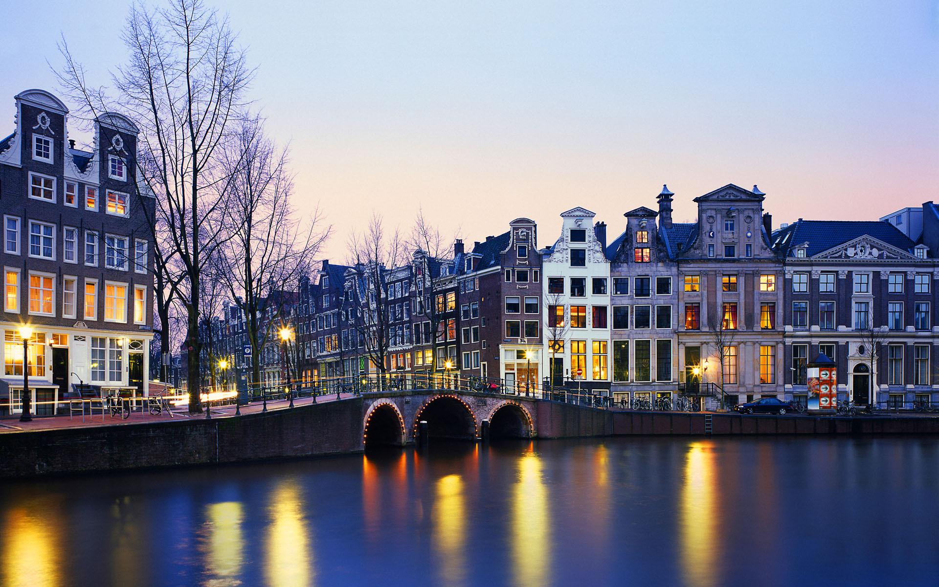 Canale di Amsterdam al tramonto, Paesi Bassi, 1920x1200 WUXGA, Monitor Gaming