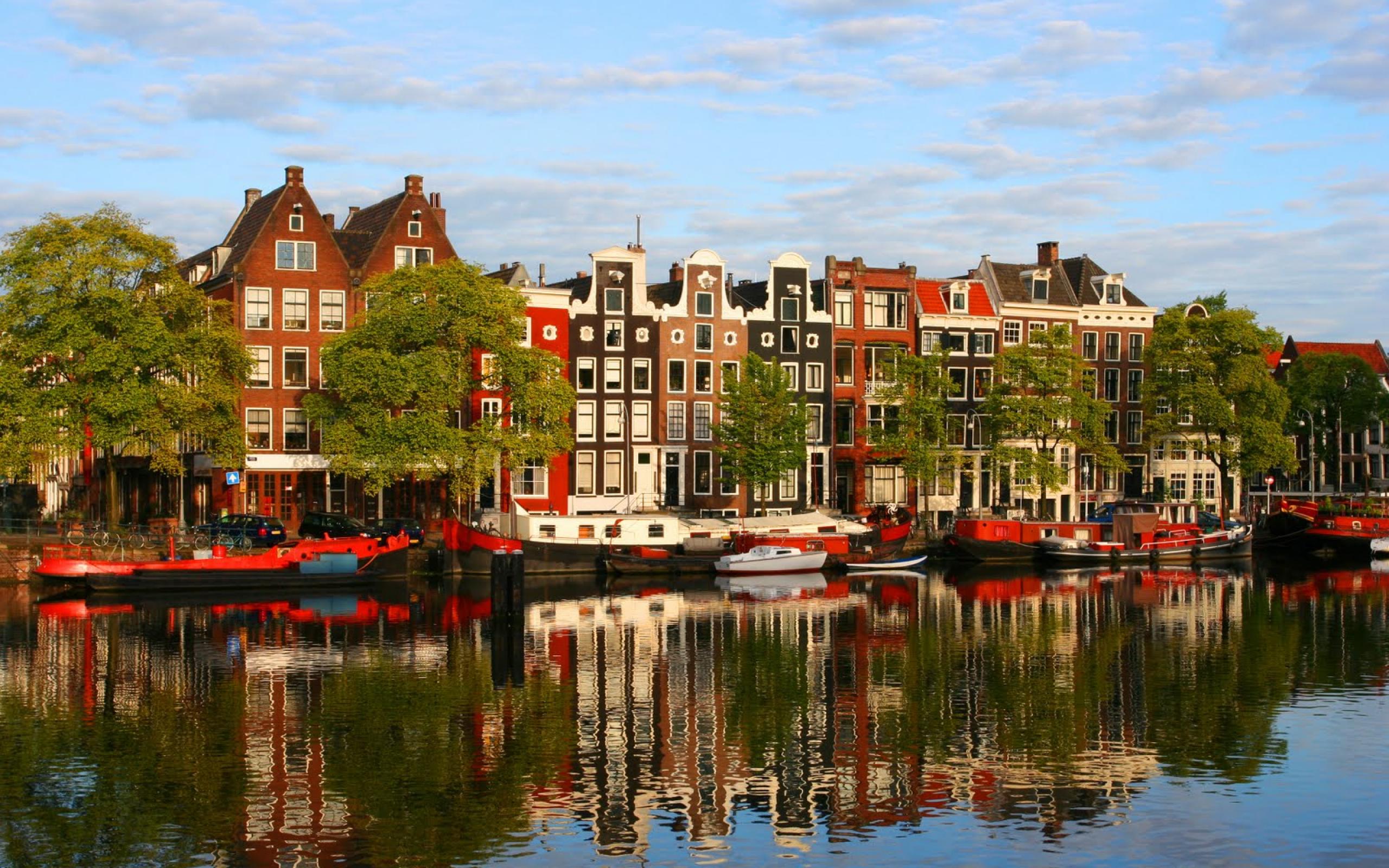 Canale di Amsterdam con case, 2560x1600 WQXGA, Desktop