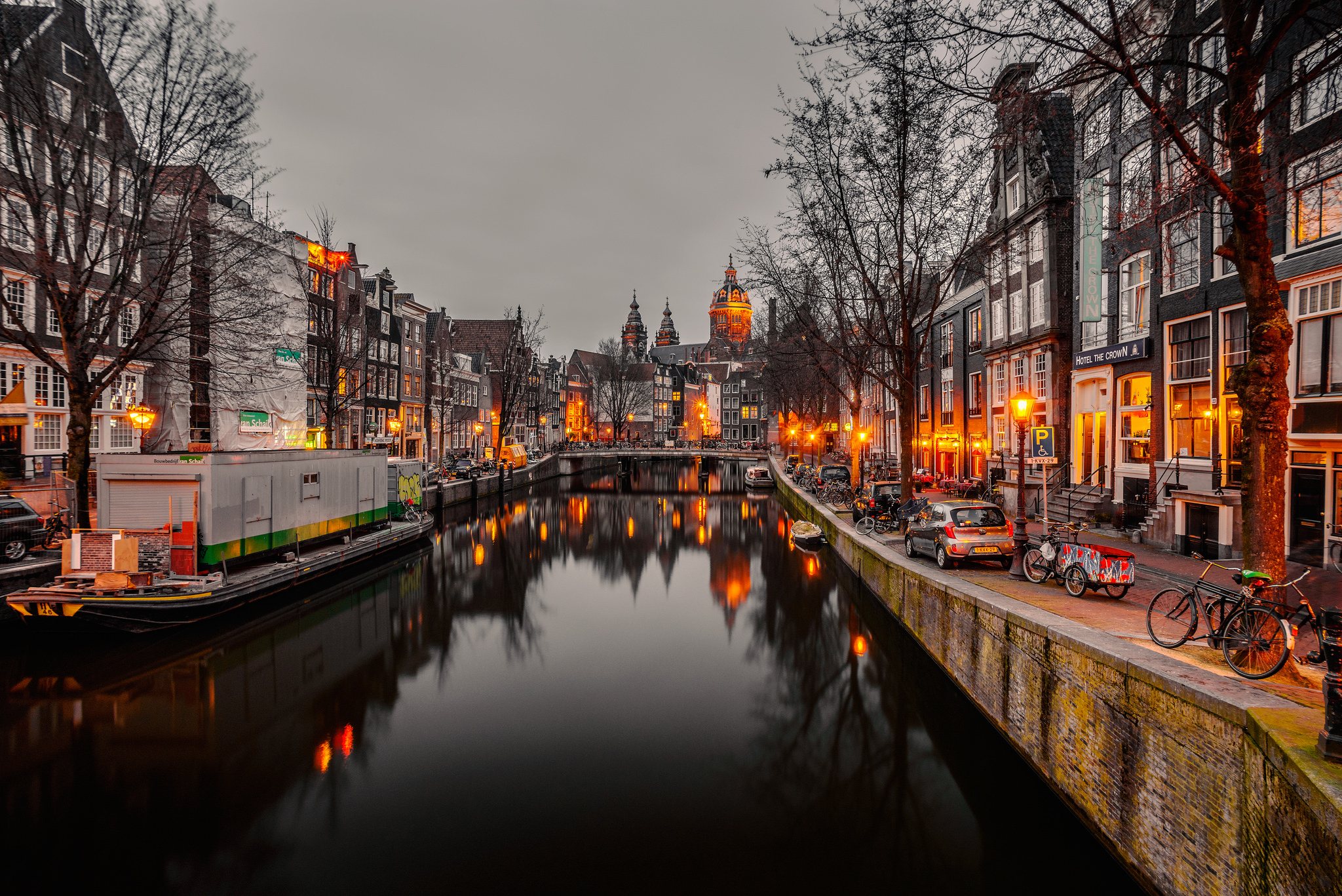 Canale di Amsterdam al crepuscolo, 2048x1367 2K, PC Desktop