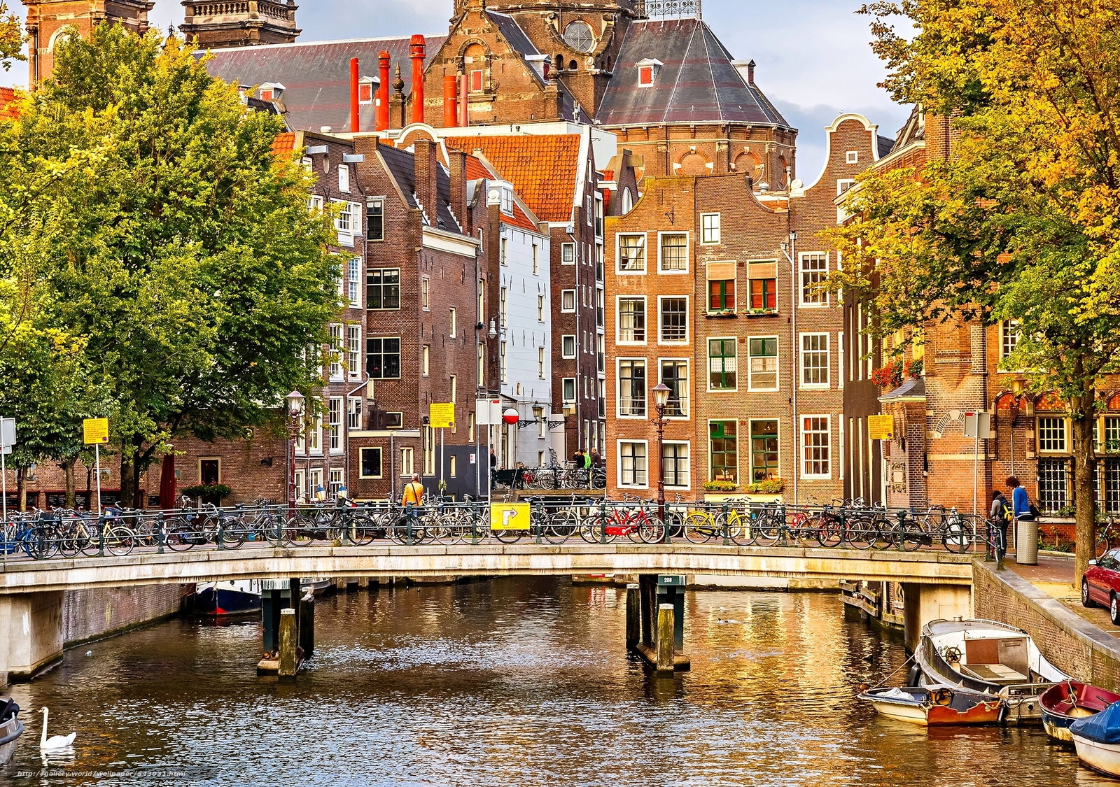 Canale e ponte di Amsterdam, 1600x1125 HD, PC