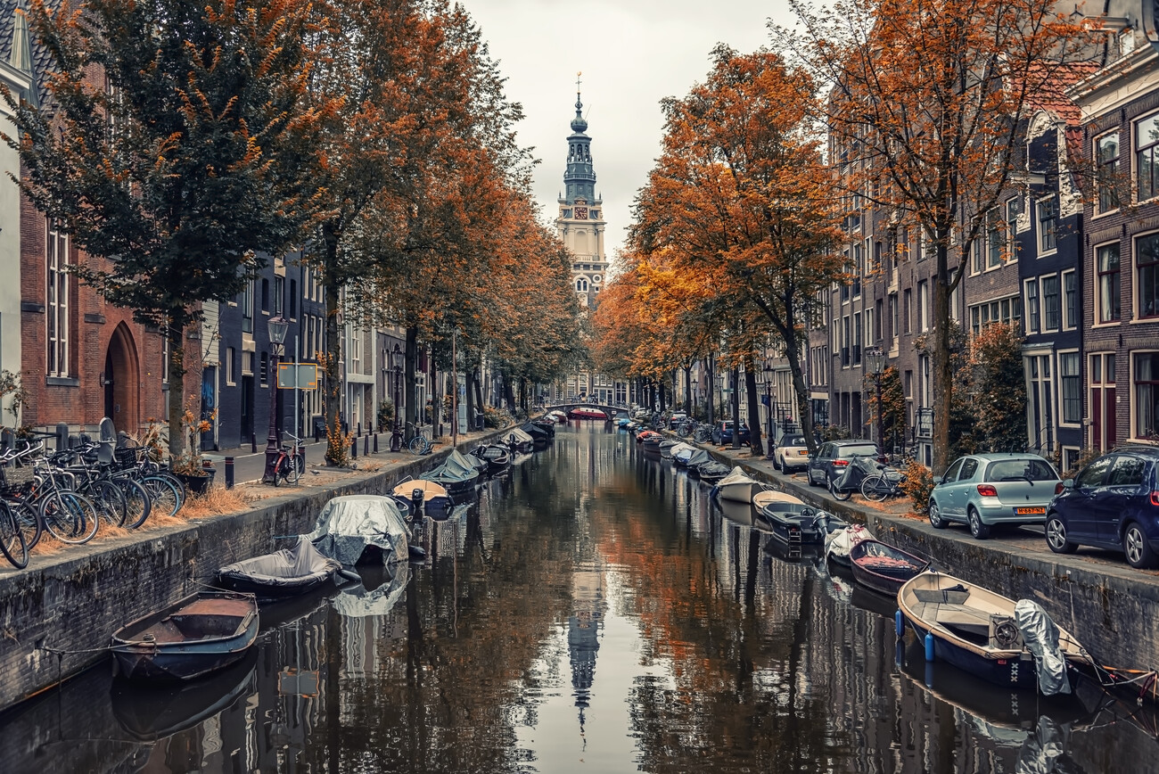Canale di Amsterdam in autunno, 1300x868 HD, Desktop