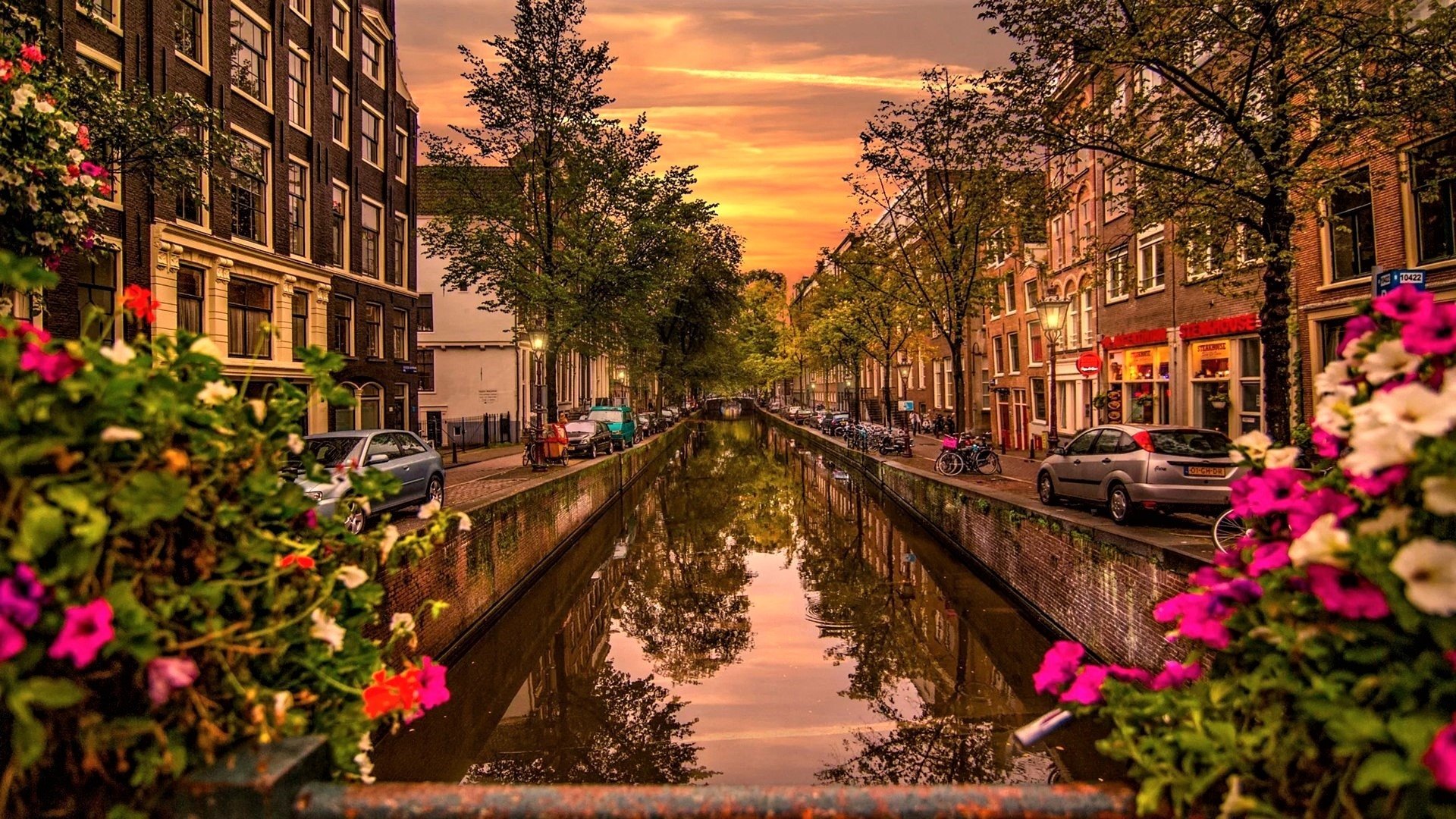 Canale di Amsterdam al tramonto, 1920x1080 Full HD, PC Desktop