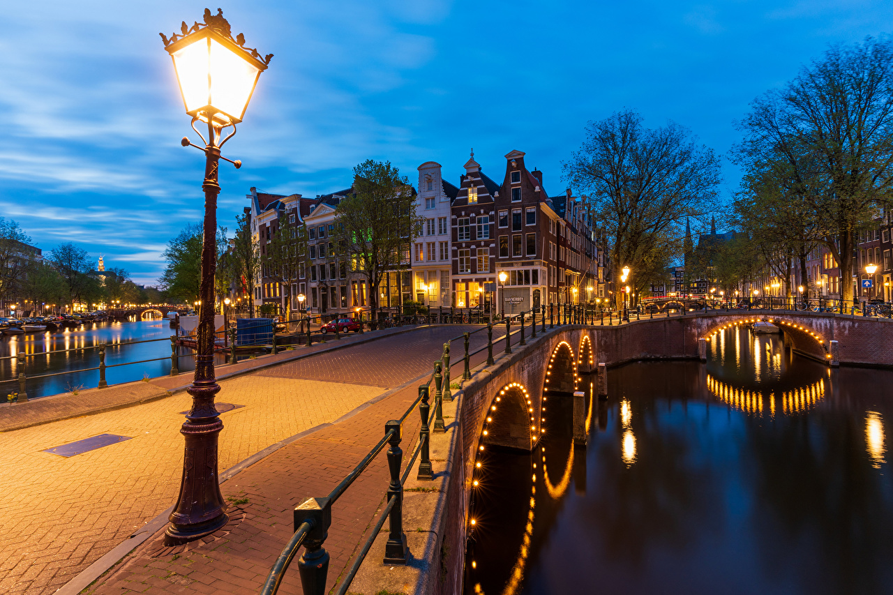 Canale di Amsterdam al crepuscolo, 1280x853 720p, PC