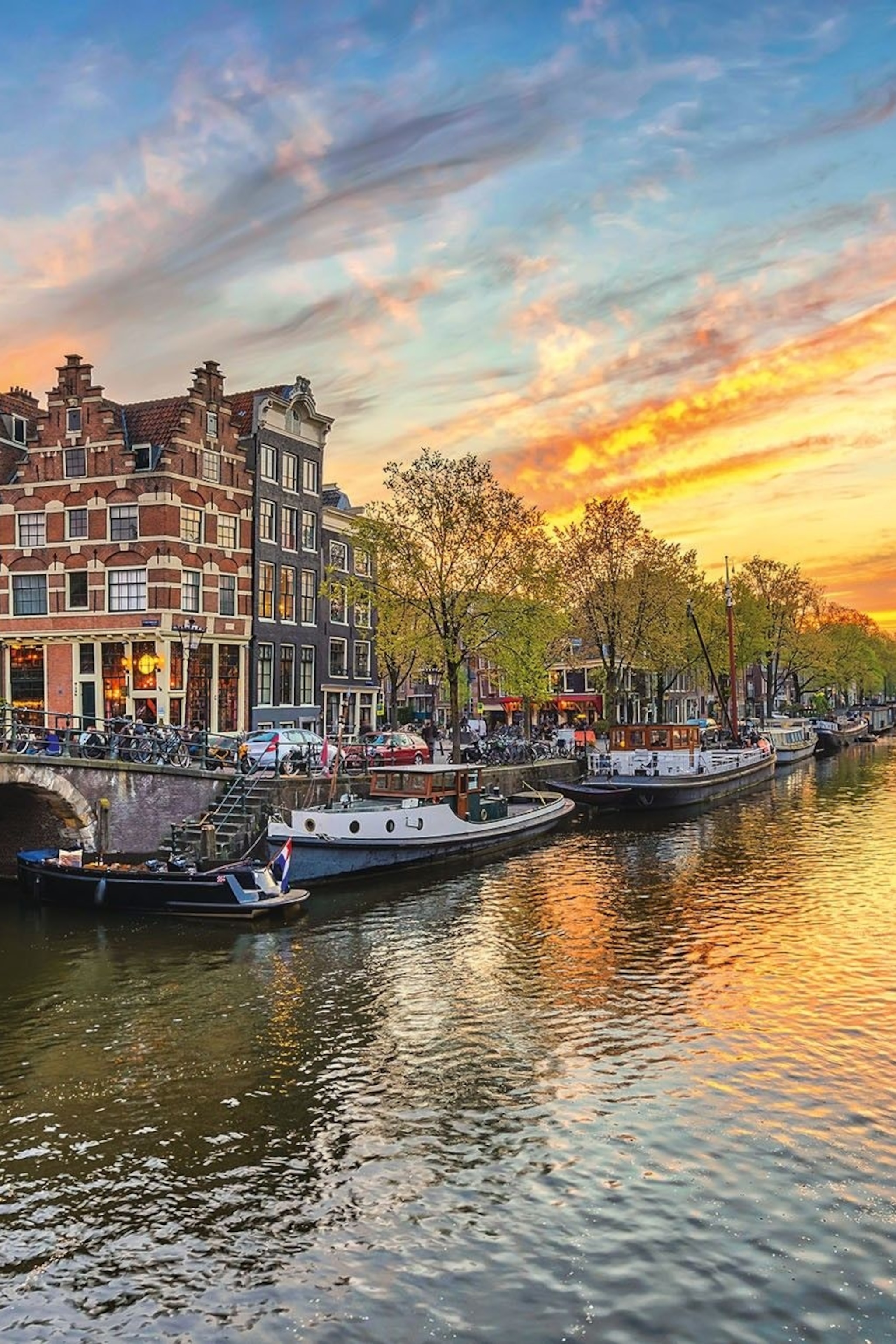 Canale di Amsterdam al tramonto, 2049x3072 Verticale, Android