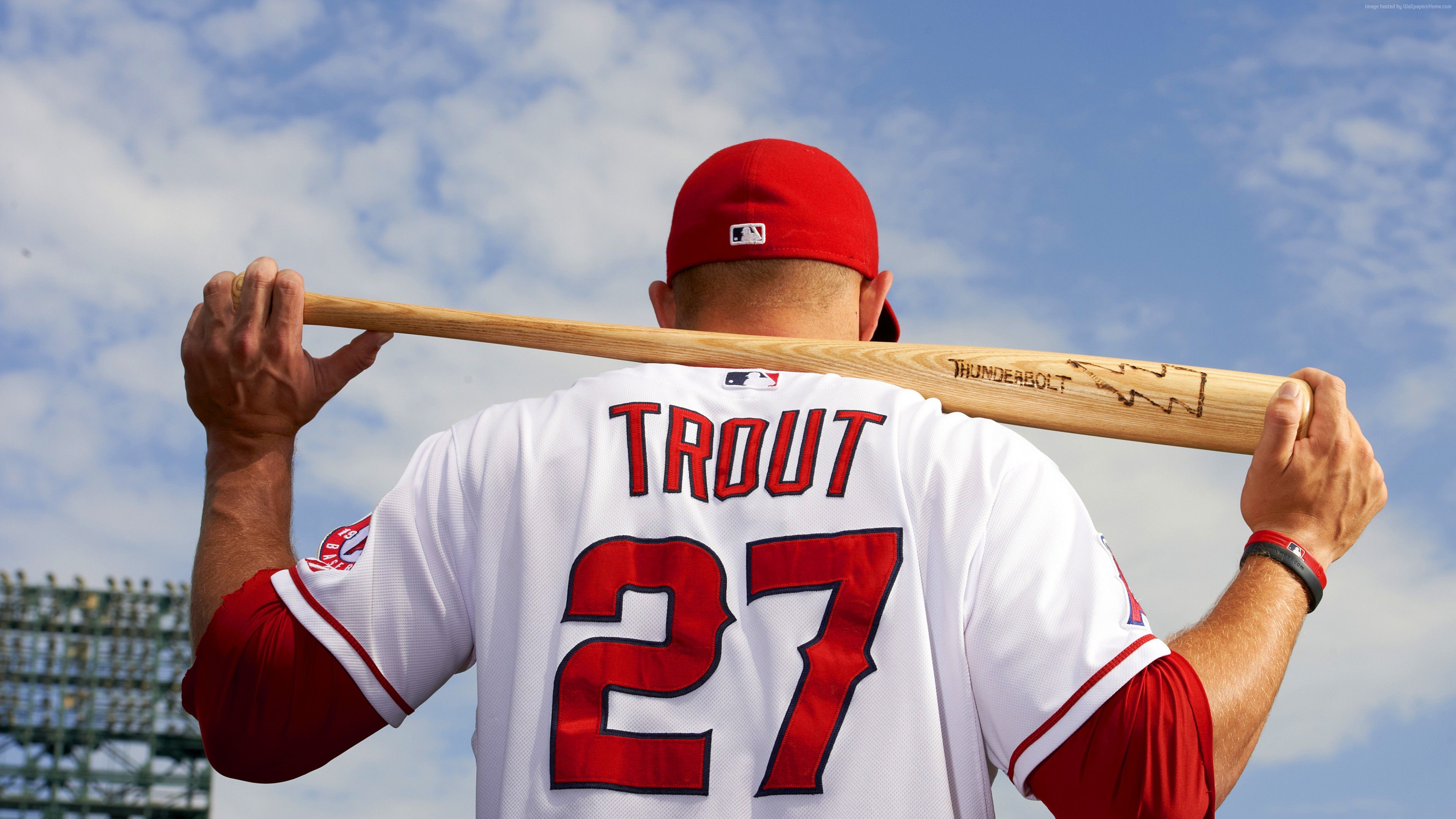 Mike Trout Angels baseball mazza, 3840x2160 4K, Desktop 4K