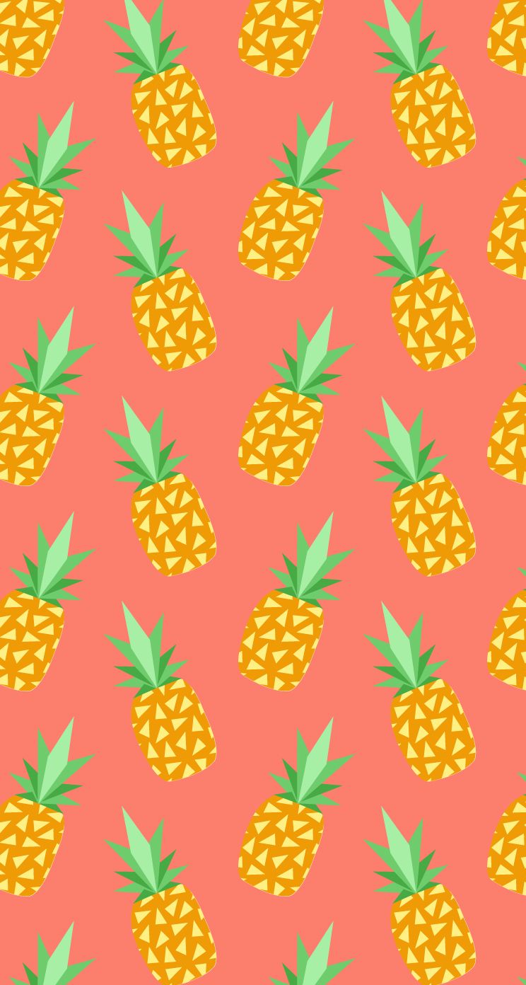 Ananas gialli su corallo, 744x1392 Verticale, iPhone Plus