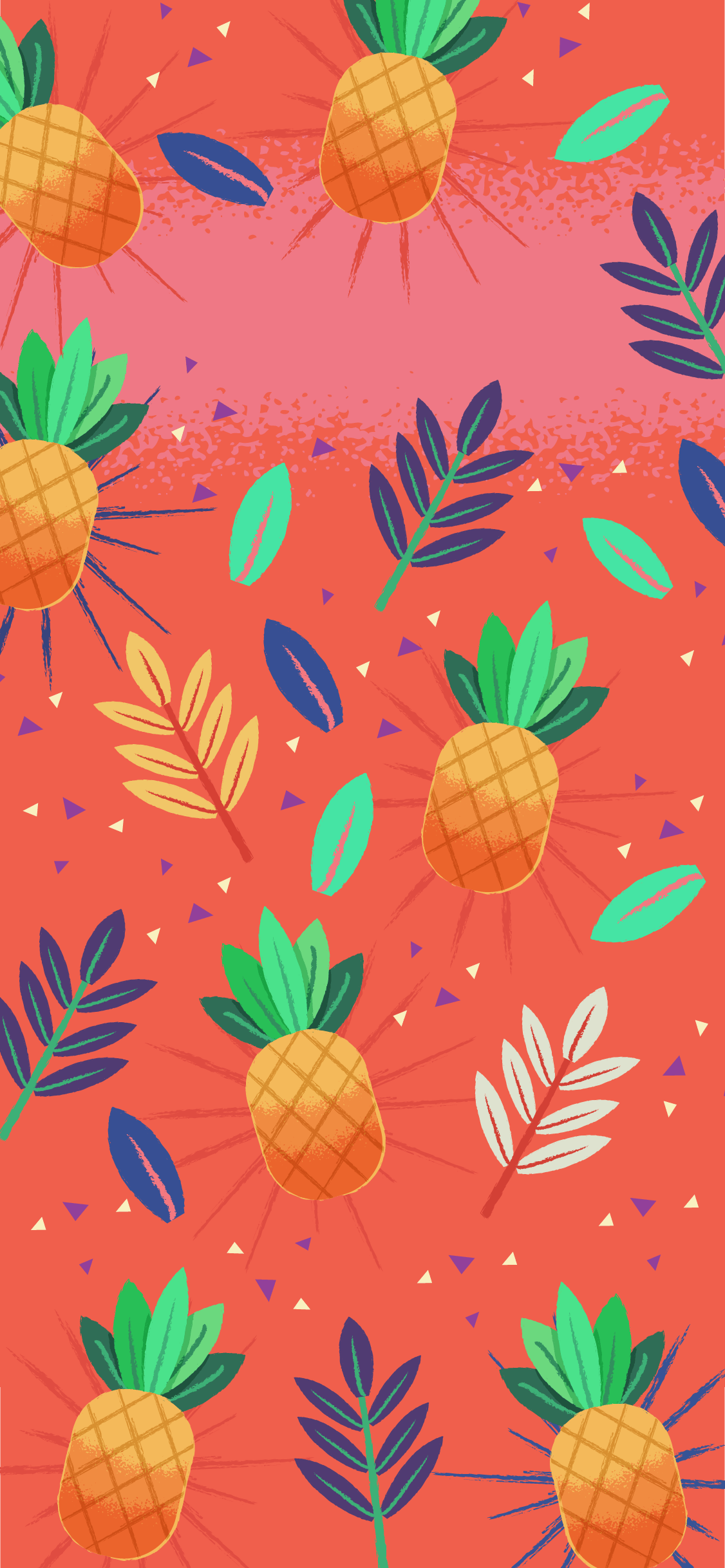 Ananas pattern sfondo corallo, 1126x2436 Verticale, iPhone