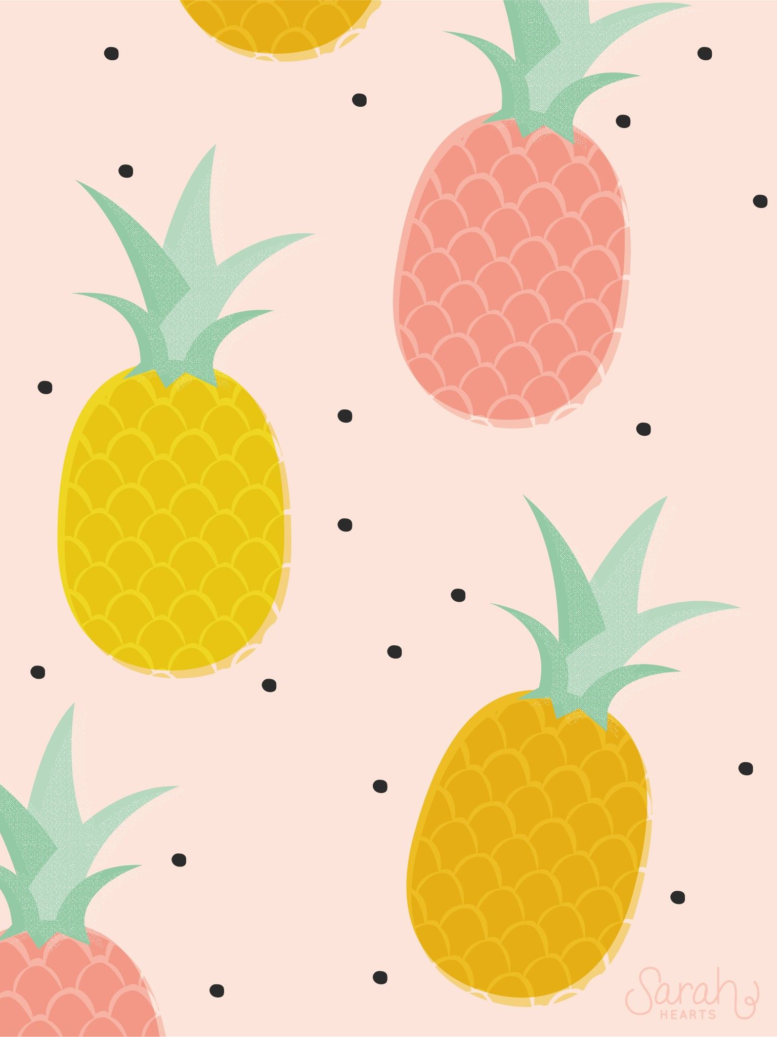 Ananas illustrati sfondo rosa, 1536x2049 Verticale, iPhone