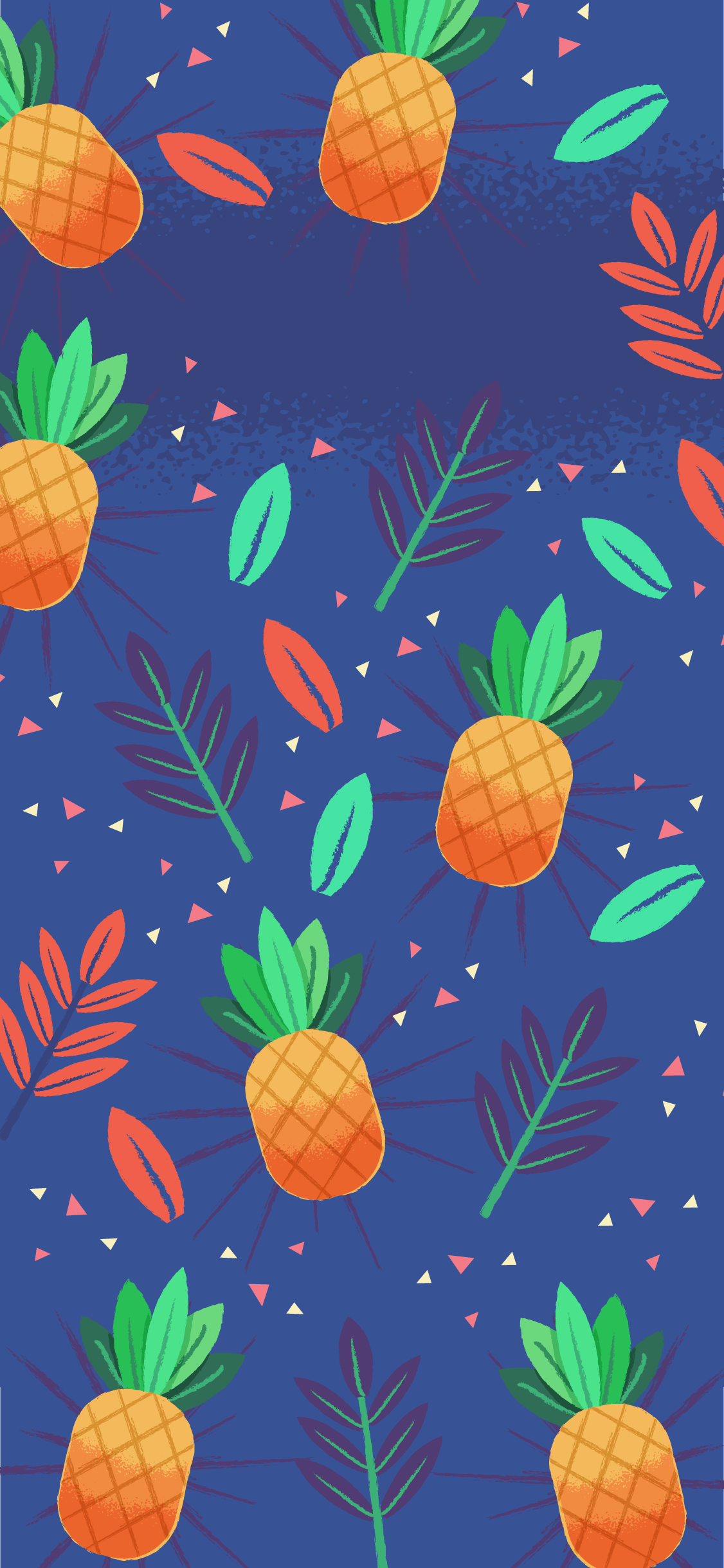 Ananas pattern sfondo blu, 1126x2436 Full HD Verticale, iPhone Pro