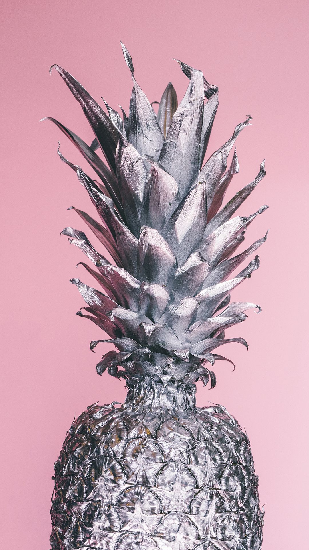 Ananas argentato su rosa, 1080x1920 Verticale, Telefono