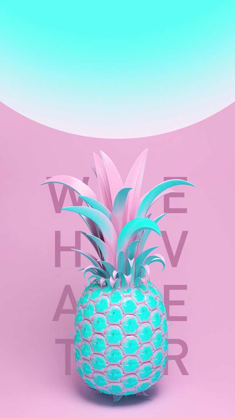 Ananas turchese su sfondo rosa, 750x1333 Full HD Verticale, Smartphone