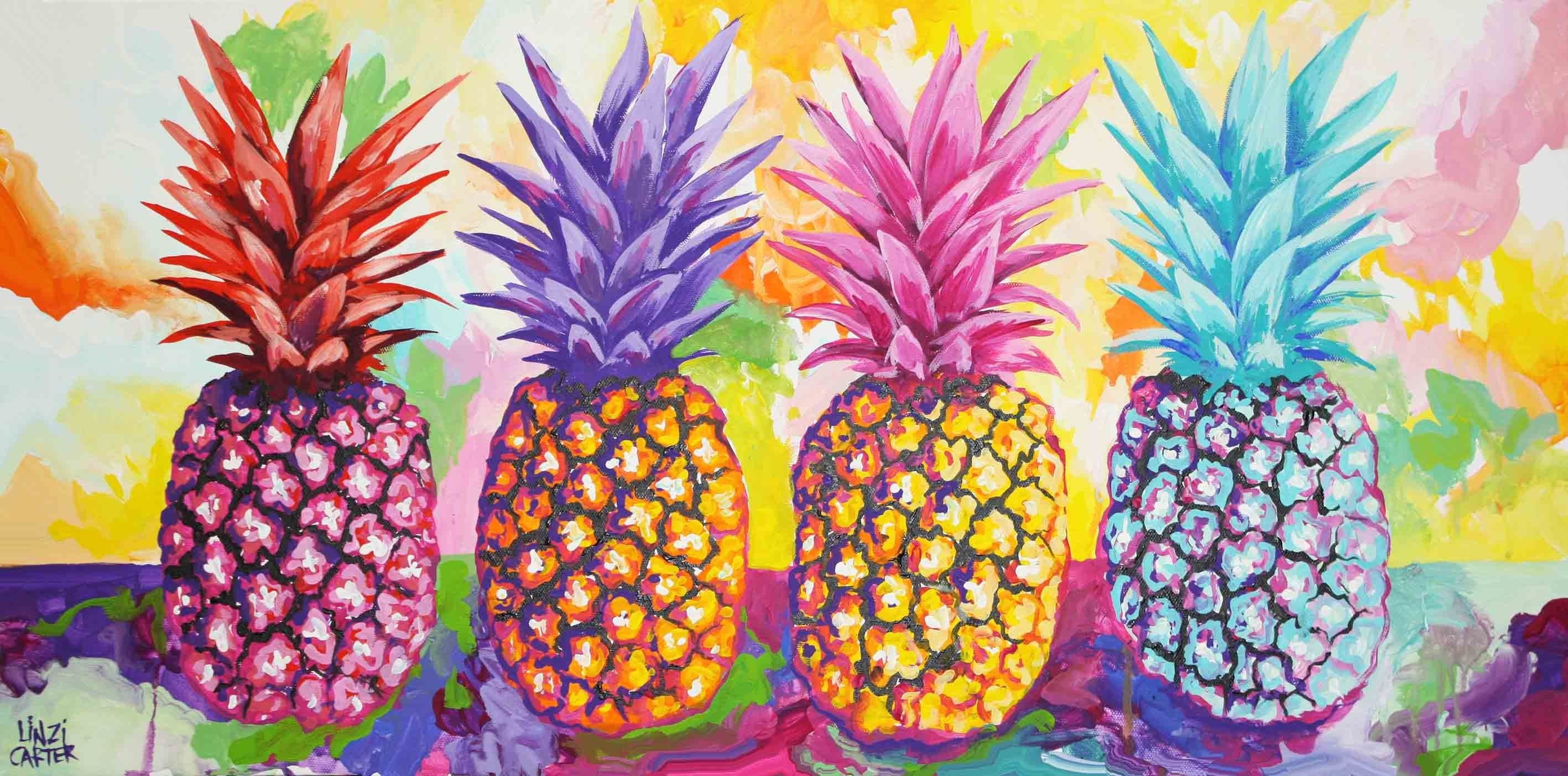 Ananas colorati dipinti pop art, 2835x1403 2K, Desktop