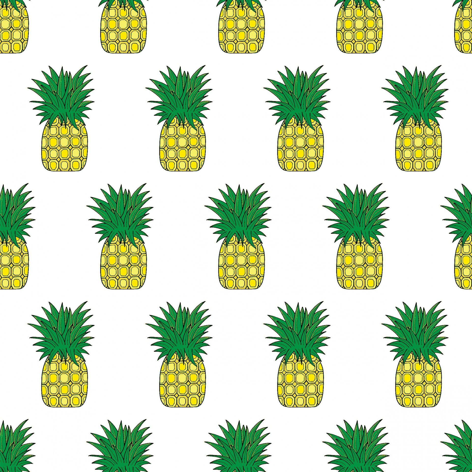 Pattern ananas gialli su bianco, 1920x1920 Full HD+ WUXGA, Laptop