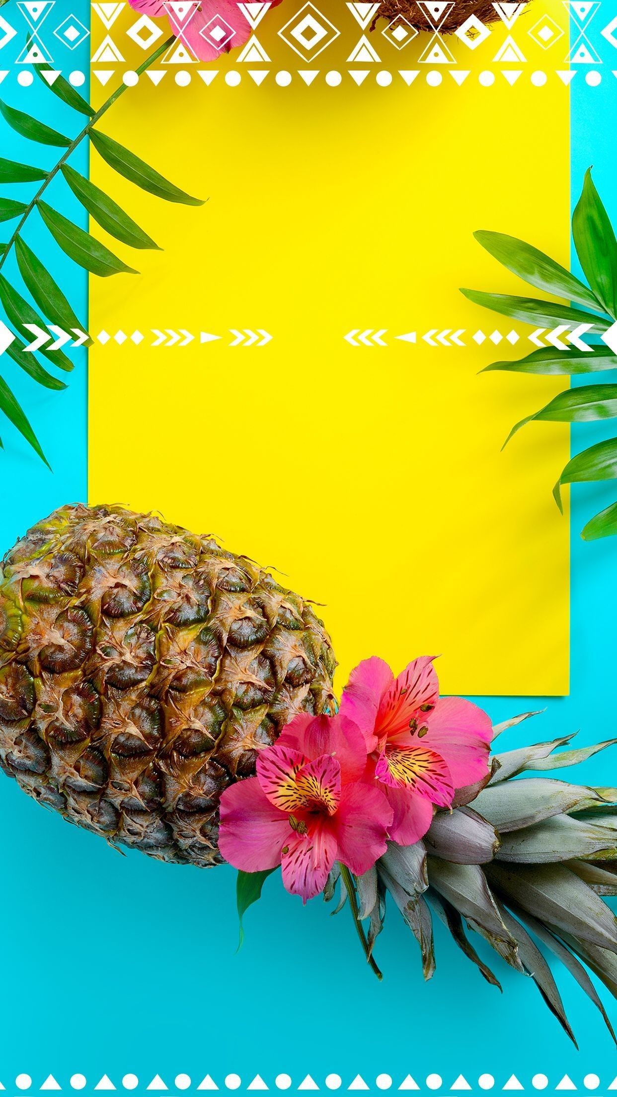 Ananas con fiore rosa, 1242x2208 Verticale, Telefono