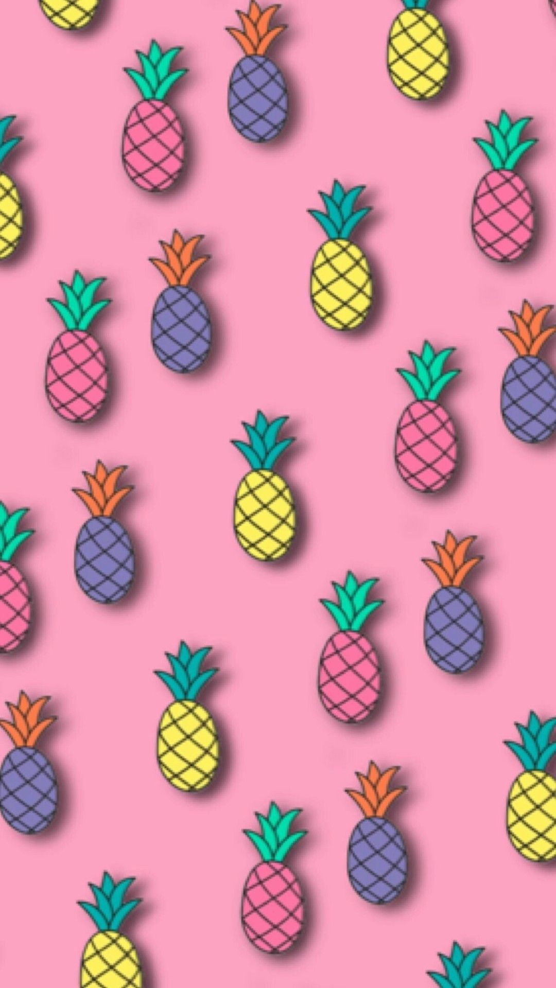 Ananas colorati su sfondo rosa, 1080x1920 Full HD Verticale, Smartphone