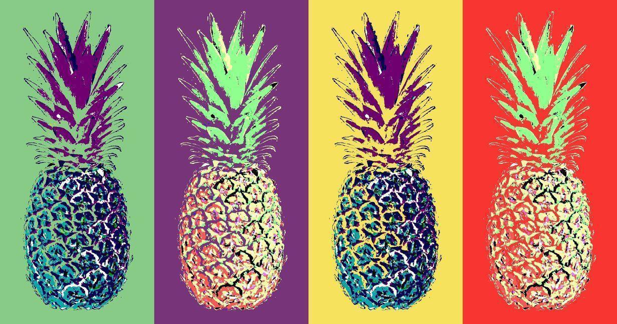 Ananas pop art colorati, 1231x648 HD, PC Desktop