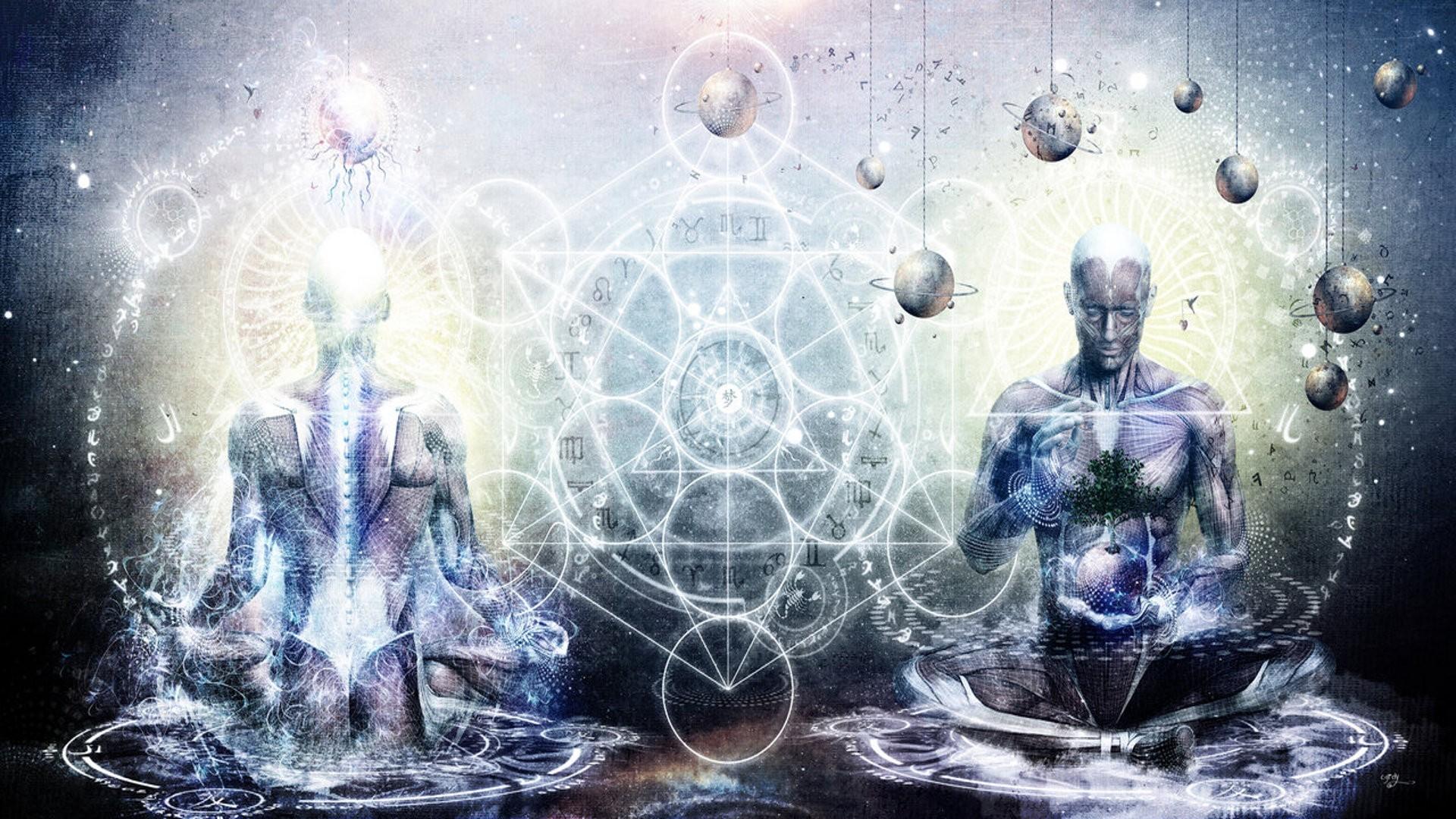Figure umanoidi meditazione geometria sacra, 1920x1080 Full HD 1080p, Desktop